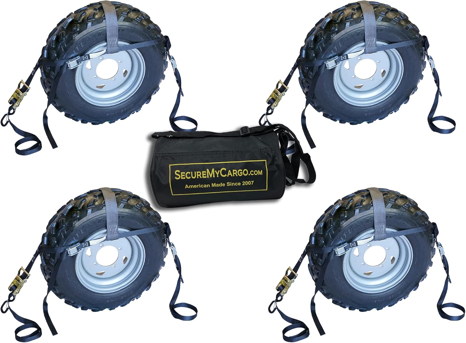 SecureMyCargo ATV/UTV/Tractor Wheel Net (4, Yellow w/Keeper Hook)