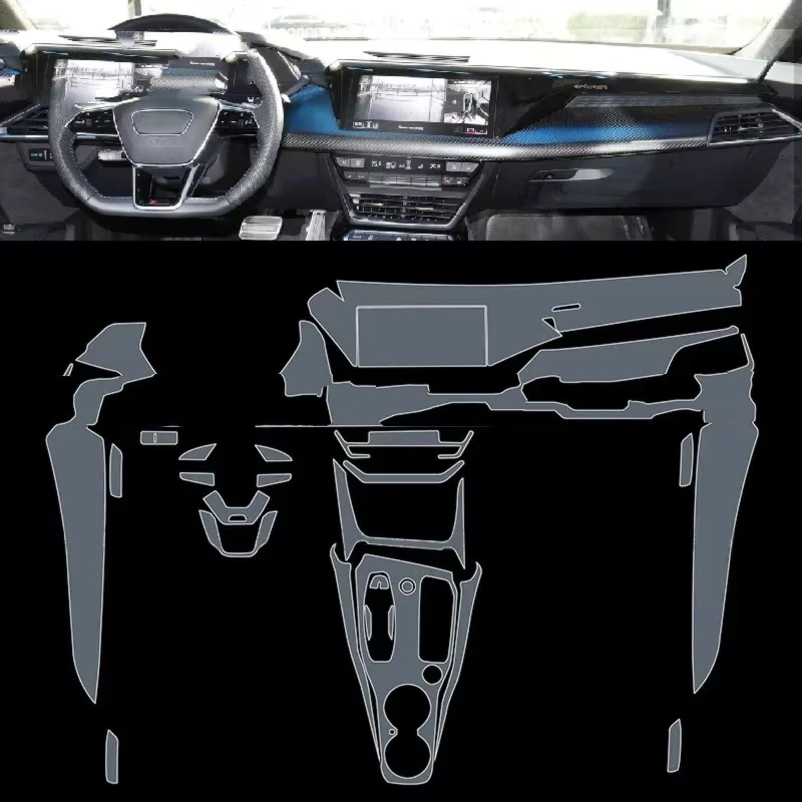 Navi Display Schutz Kompatibel Mit Für RS Für E-tron Für GT 2021-2024 Auto GPS Displayschutzfolie Kratzfeste Reparaturfolie Konsole HD Klar(H)