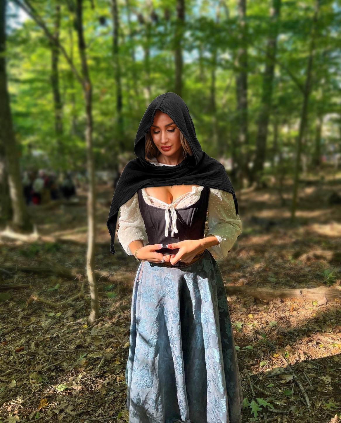 Medieval Hooded Cape Scarf, 3-in-1, Steampunk Cloak, Women & Men, Cotton Linen Blend, Gothic Cowl - Image 4