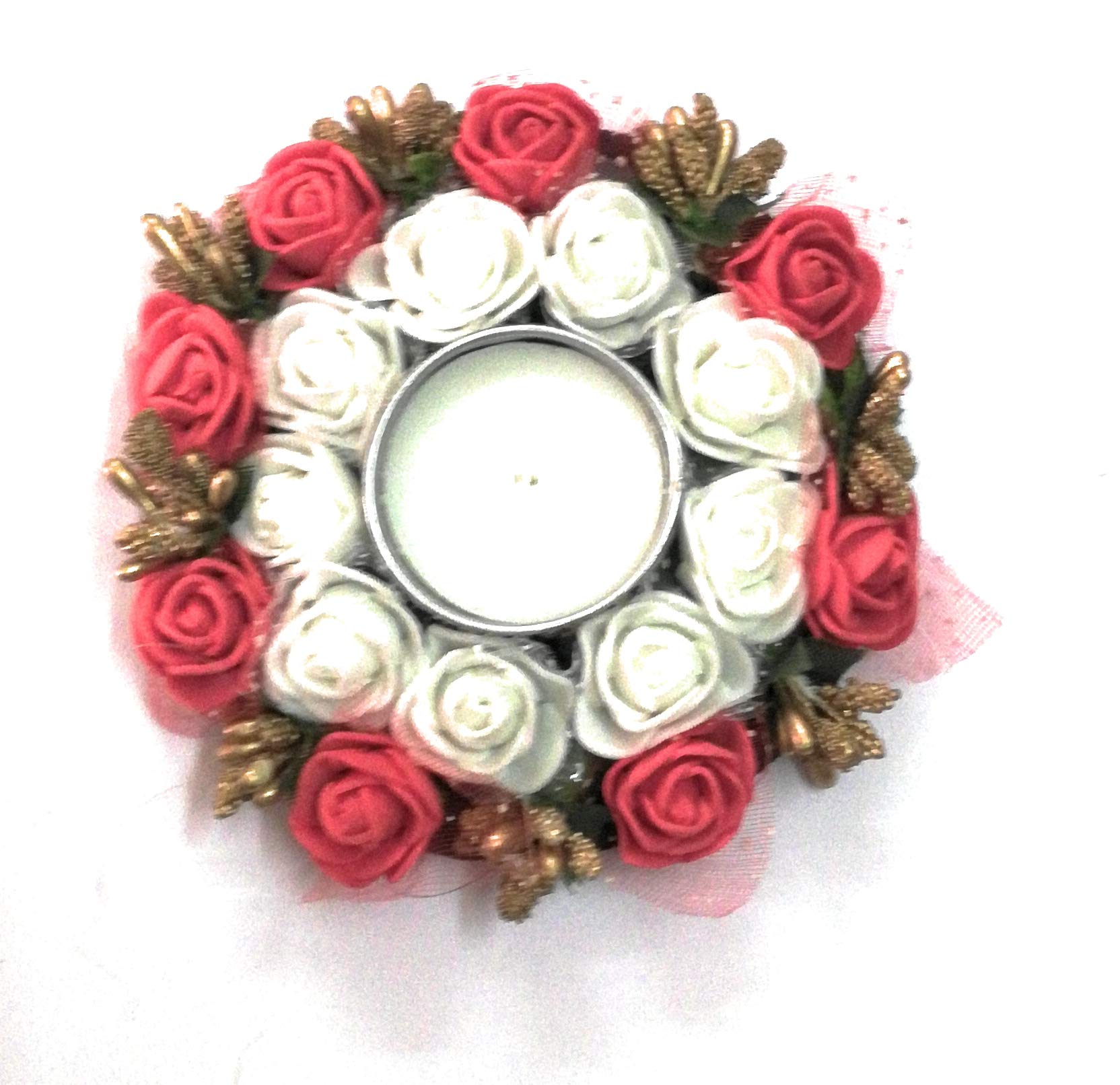vrindavan shopi VBN Rose Style Wax Diya for Diwali Pooja (Red)
