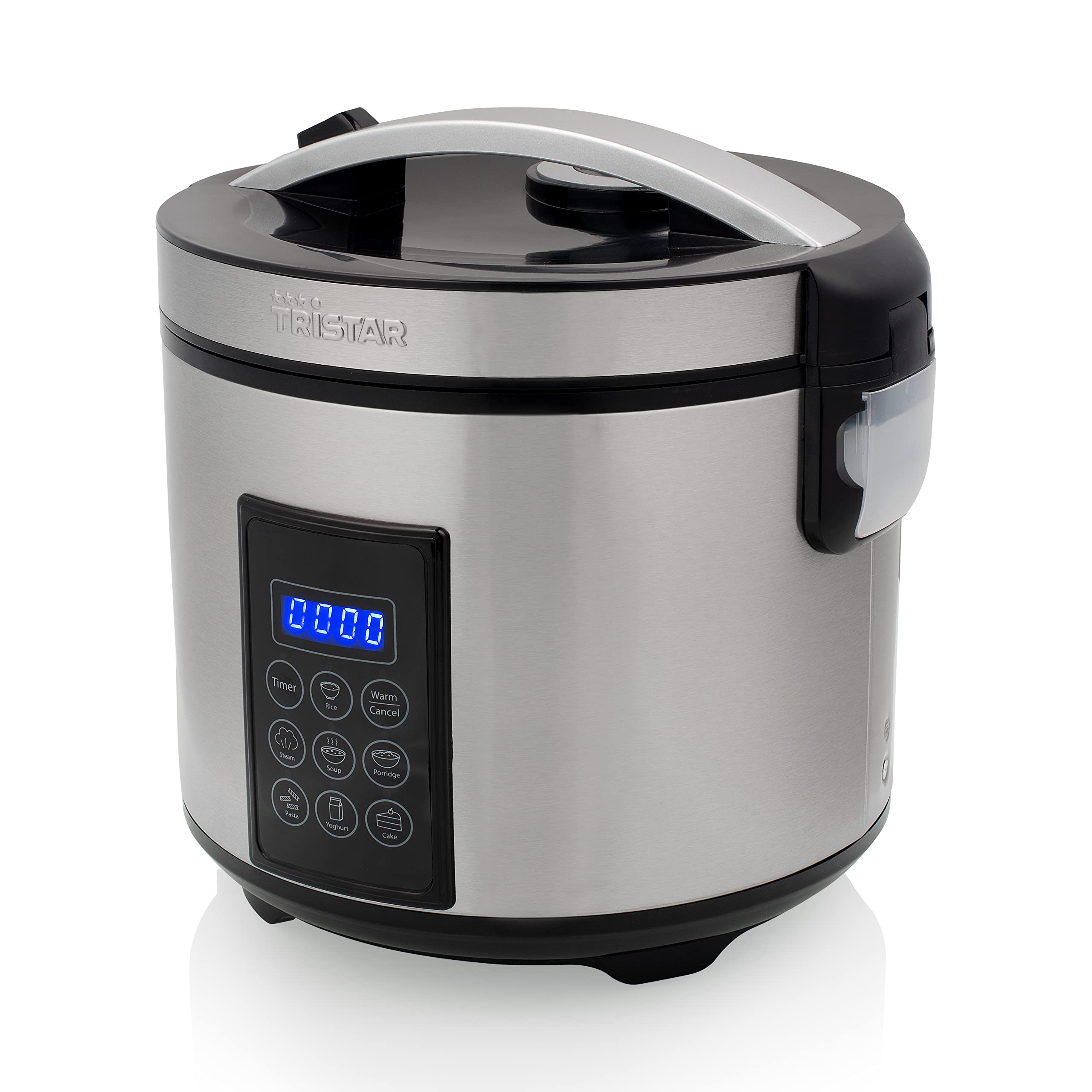 Tristar Arrocera Y Vaporera XL (2,2 L), Función Mantener Caliente 24 H, 7 Programas, Panel Digital, Temporizador, Para 8–10 Personas, Libre De BPA, Incl. Accesorios, Plata, RK-6138