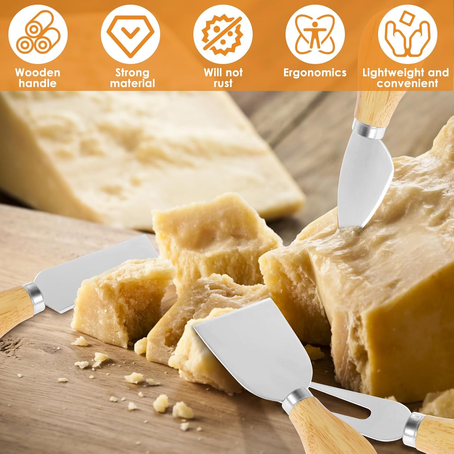 64Pcs Cheese Knives Bulk,Stainless Steel Cheese Knife Spreaders Set Butter Cutter Cheese Cutting Spatula Forks Wooden Handle Small Cheese Spreader Tool Cheese Knives for Charcuterie Board Christmas