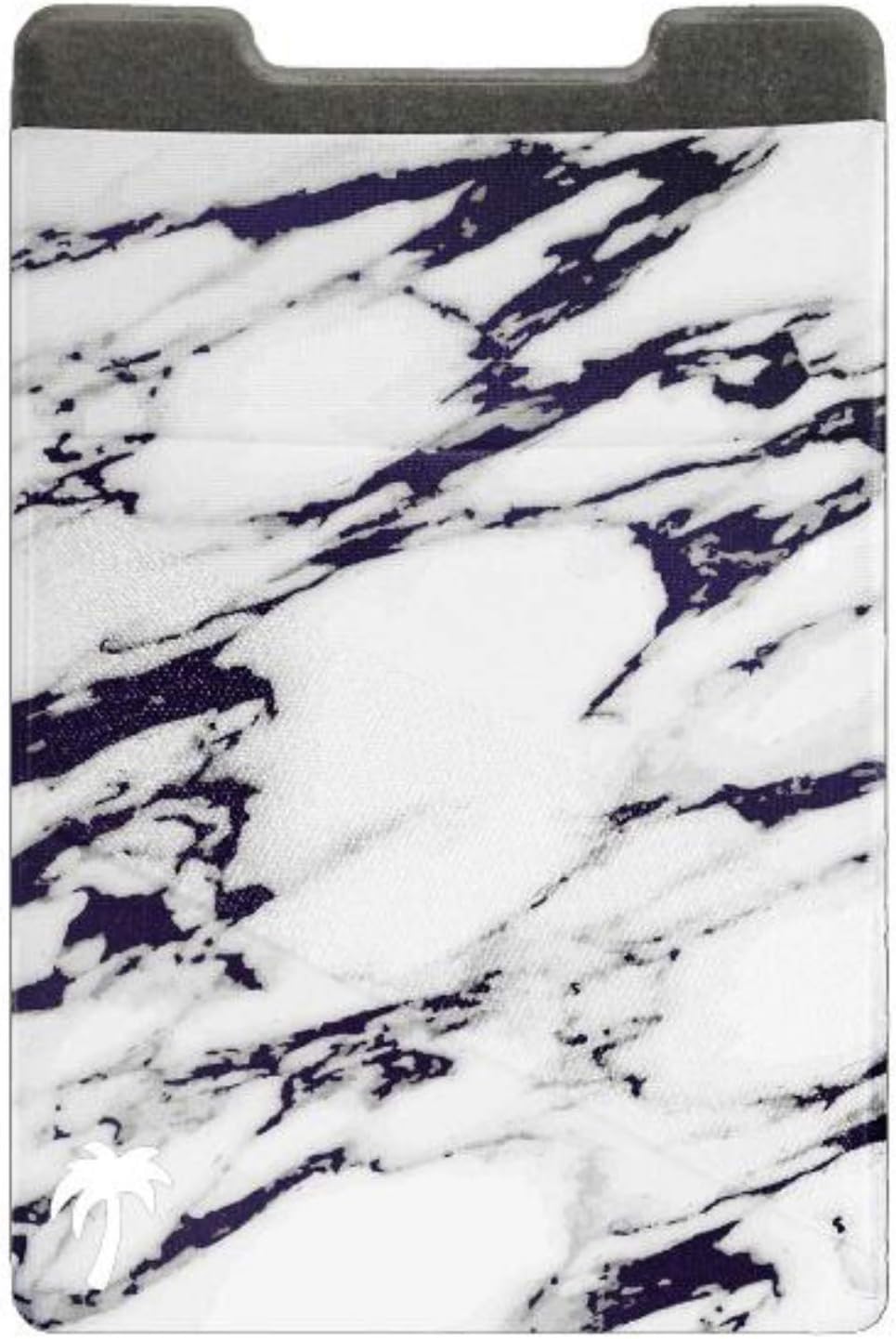 LIFESTYLE DESIGNS The StickyWallet – Premium Spandex Stick-on Phone Wallet Card Holder for any Case – Unique Double Pocket Design + Finger Strap (White Marble, 1 Pack)