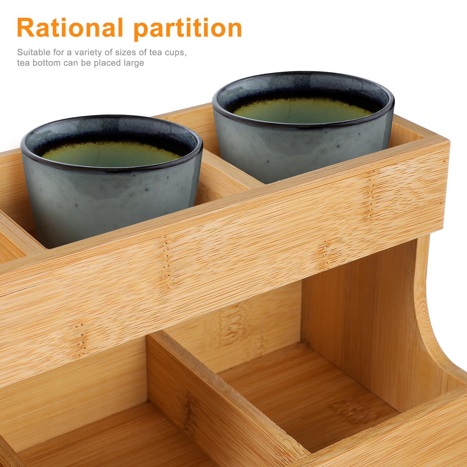 Housoutil Organizador de Bolsitas de Té de Madera Khaki, Soporte Resistente y Decorativo para Almacenar Té y Otros Artículos en Oficina o Cocina