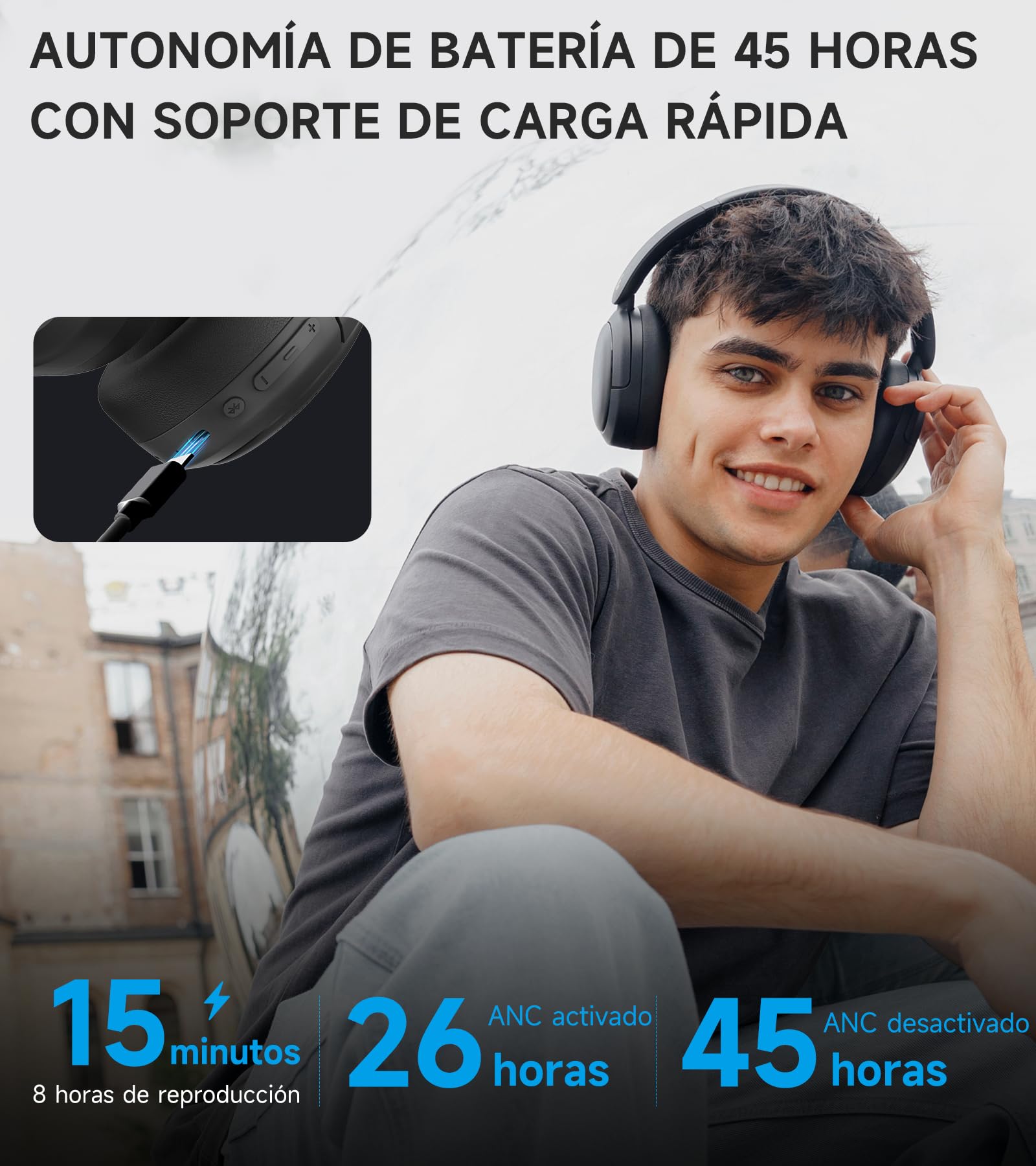 Edifier W800BT Pro Auriculares con Cancelación Activa del Ruido Híbridos, Bluetooth 5.4, Audio Hi-Res, Reducción del Ruido de Las Llamadas AI, 45 Horas de Autonomía, Carga Rápida, Plegable - Negro