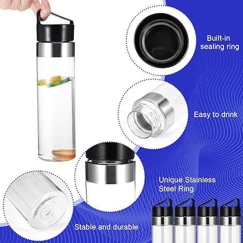 Miniatura 3 de Zopeal Paquete de 12 botellas deportivas de plástico con tapas a prueba de derrames, reutilizables, transparentes, de 24 onzas, botella de agua a