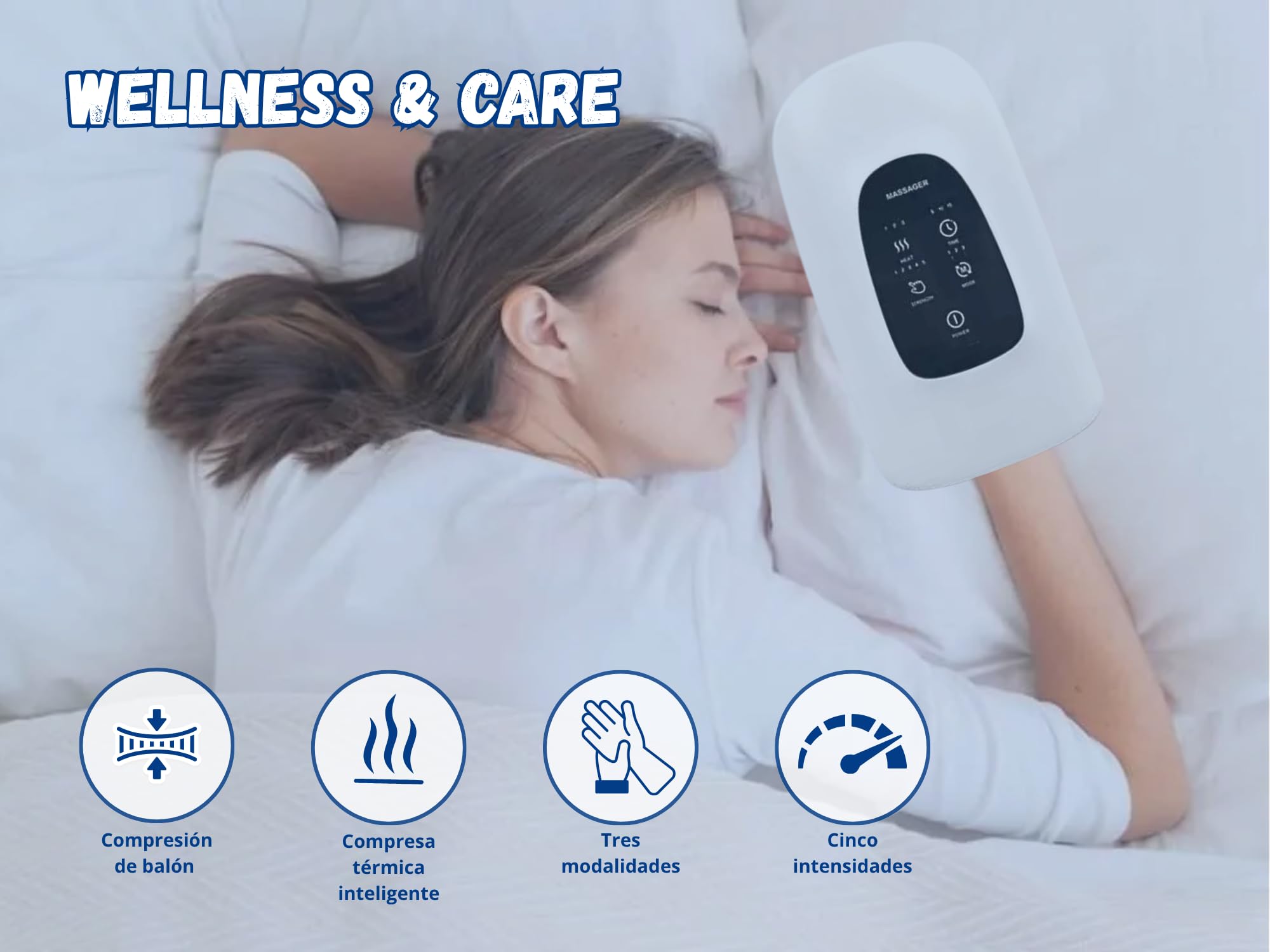 Masajeador de Manos,muñeca/dedos+bola rehabilitación.Calor y Compresión,Alivia Dolor de Artritis/Síndrome Túnel Carpiano,Masaje Relajante,diferentes modos e intensidades.Inalámbrico/para ambas manos