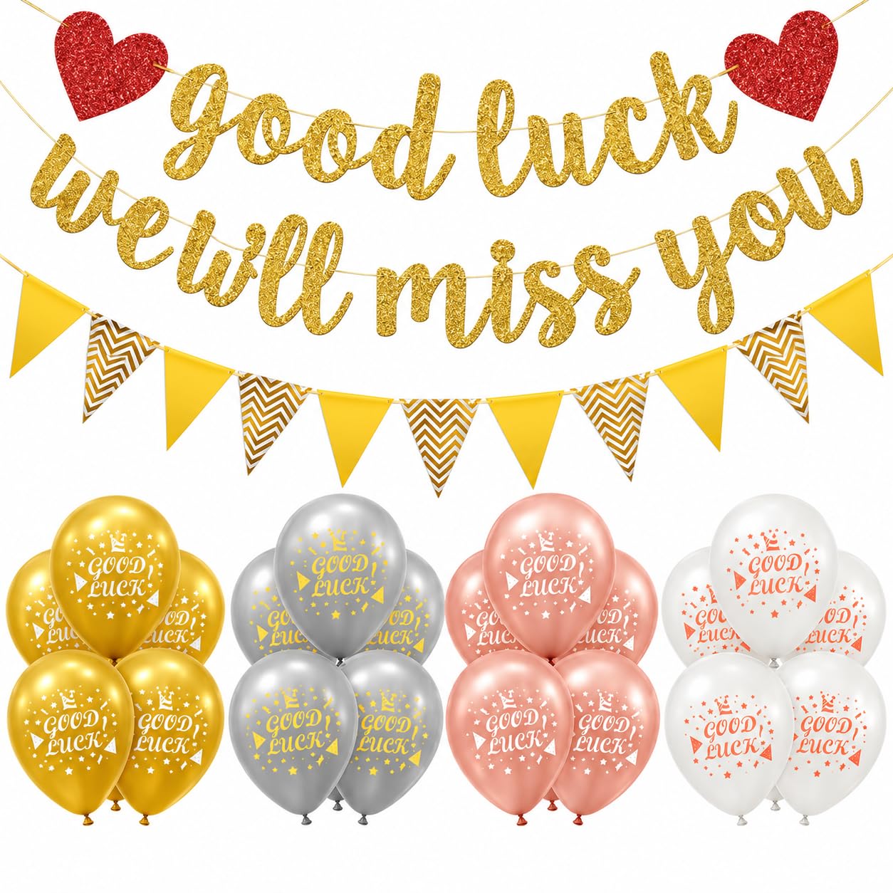 26PCS Good Luck Banner, Good Luck Decorations, We Will Miss You Set