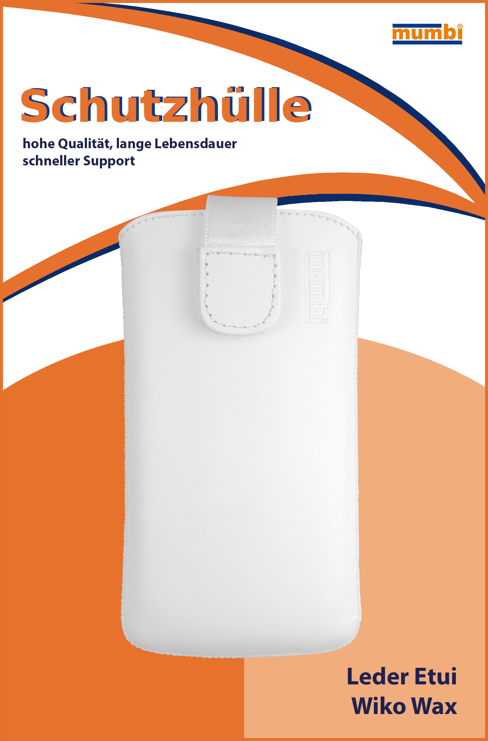 mumbi Borsa in vera pelle compatibile con Wiko Wax, (Linguetta con funzione di retrazione, supporto estraibile), bianco