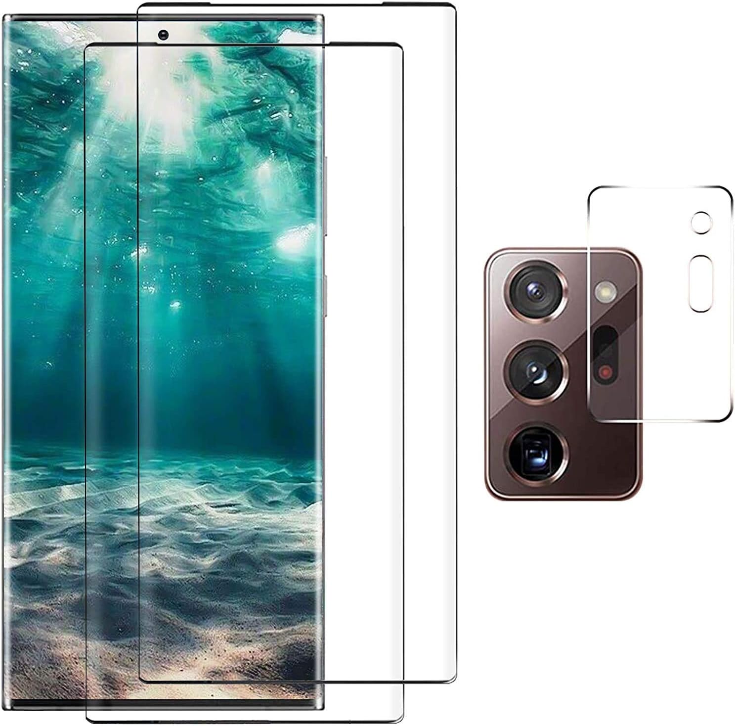 Screen Protector for Samsung Galaxy Note 20 Ultra/Note 20 Ultra 5G, 9H Tempered Glass, Ultrasonic Fingerprint Compatible,3D Curved, HD Clear,Bubble-Free for Galaxy Note 20 Ultra Glass Protector