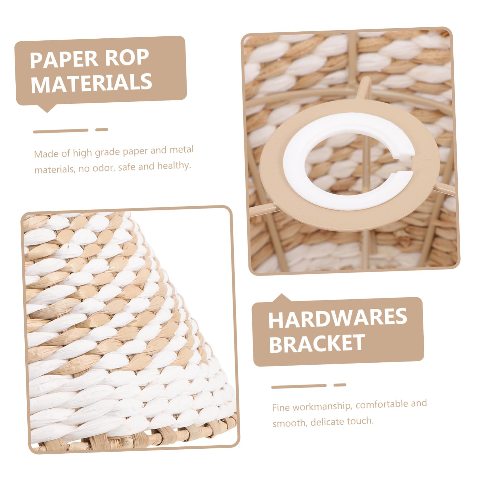 Abat-jour Tissé en Papier, Décoratif, Rustique E27 E14