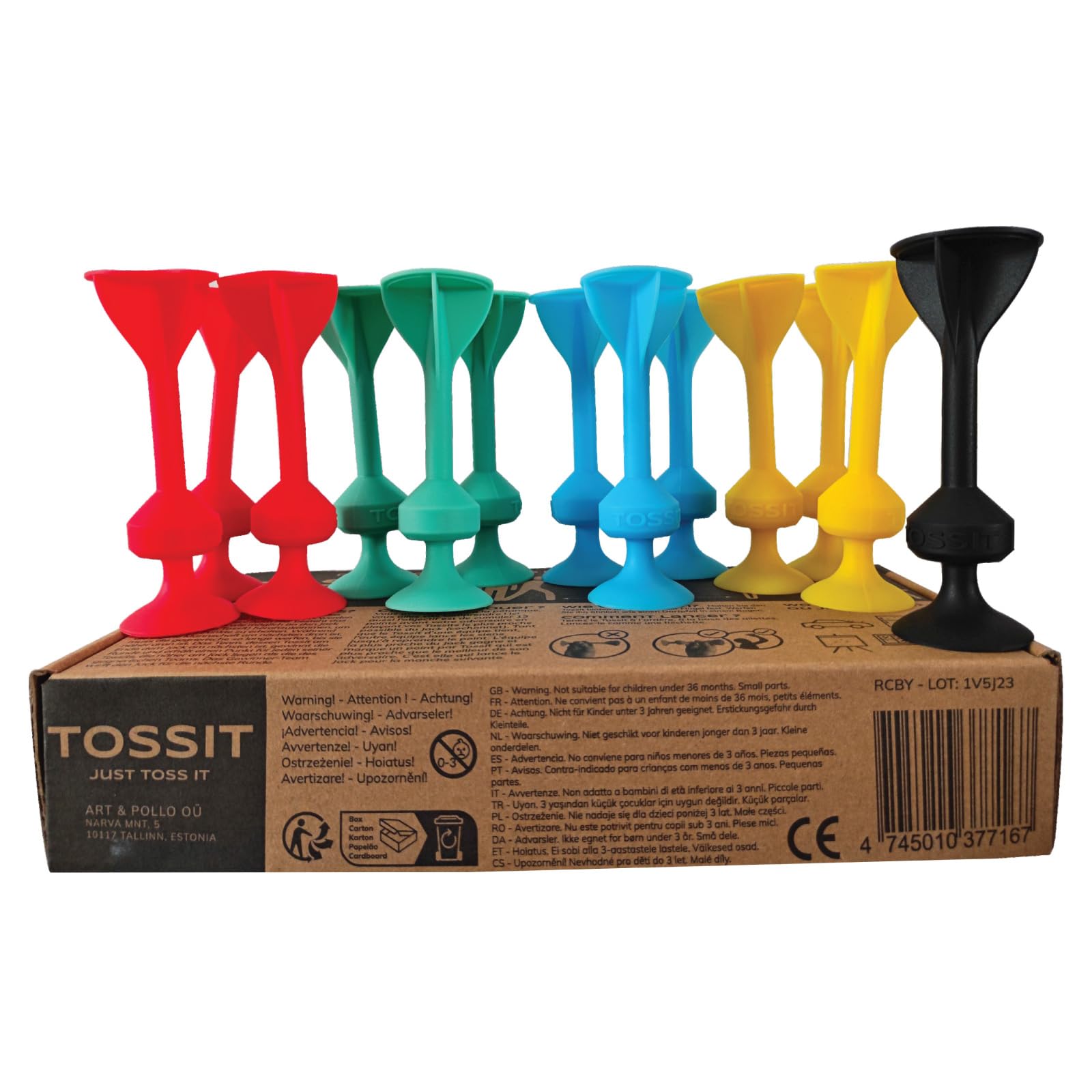 TOSSIT Game Suction Cup Darts, Toss Game Perfect Family and Party, Silicone Throwing Game for Backyard, Indoor and Outdoor Fun, Family Pack, Red Cyan Light Blue Yellow