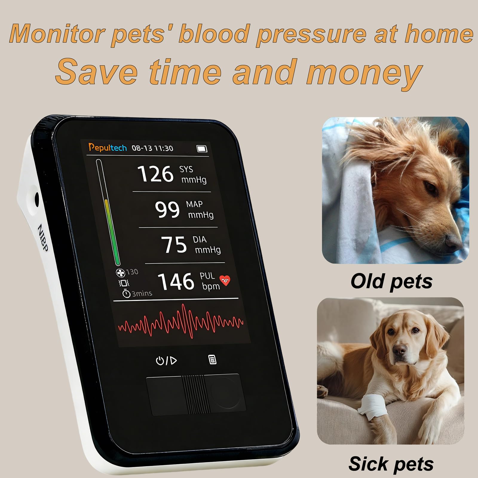 Moniteur de pression artérielle vétérinaire, machine de pression artérielle numérique automatique pour chien et chat, moniteur de pression artérielle pour chat à fonctionnement silencieux