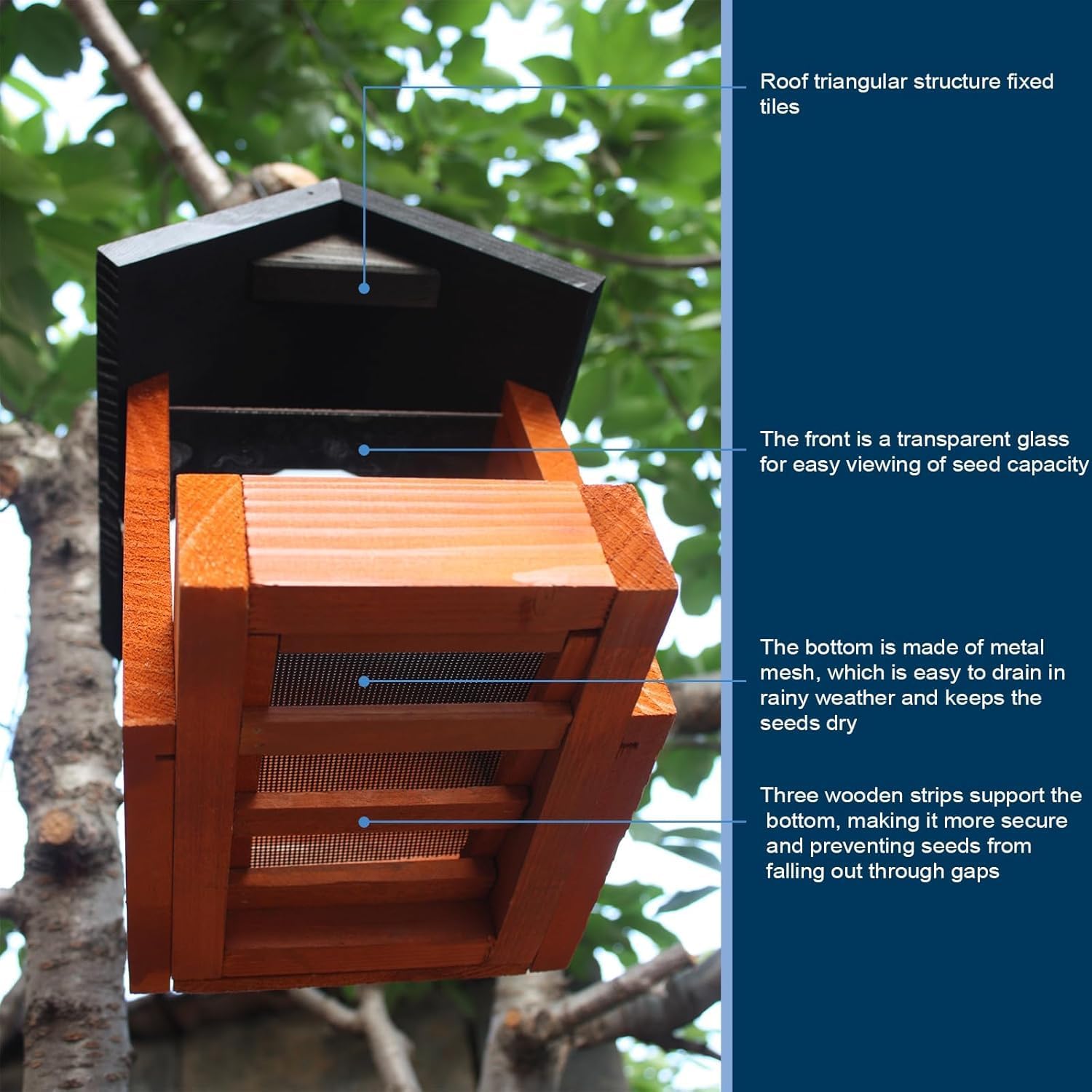 Platform feeders,Wooden Hanging Bird Feeder,Seed Feeder,Seed Bird House,Bird feeders for Outdoors,Wildlife Birds Feeders (A3)