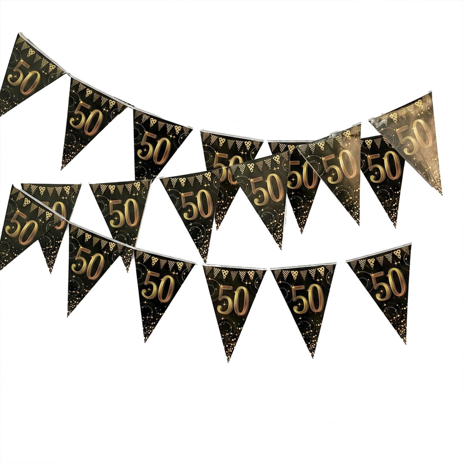 Daxiangsheng Happy 50th Birthday Banner Bunting Flags, Black 36Pcs