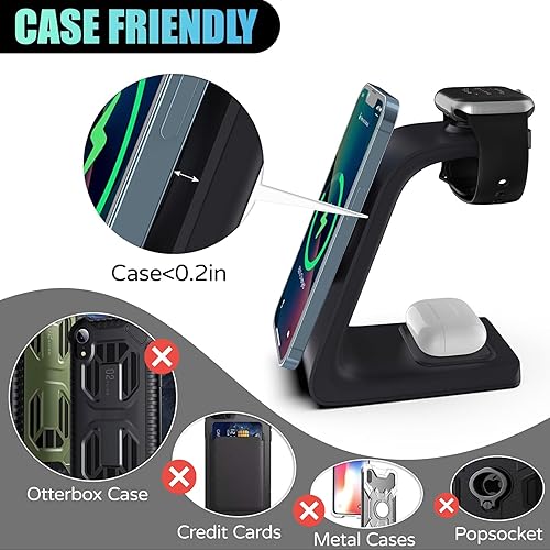 Miniatura 4 de Estación de carga inalámbrica magnética 3 en 1 para dispositivos Apple con adaptador QC3.0 de 30 W, cargador rápido de 7.5 W15 W para