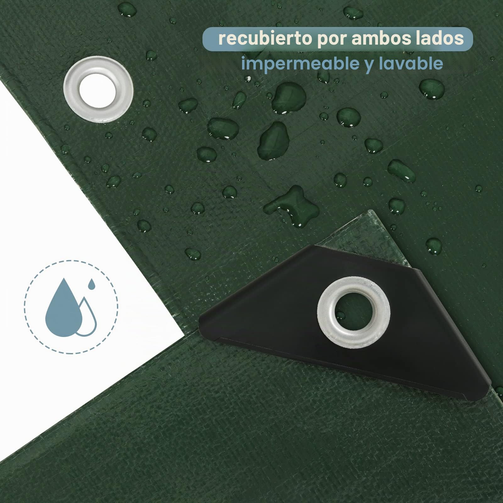Laneetal Lona de Protección Anti-UV 280g/m² 4x8m Verde | 280g/m²; PE; anti-UV; ojales; impermeable; jardín/coche