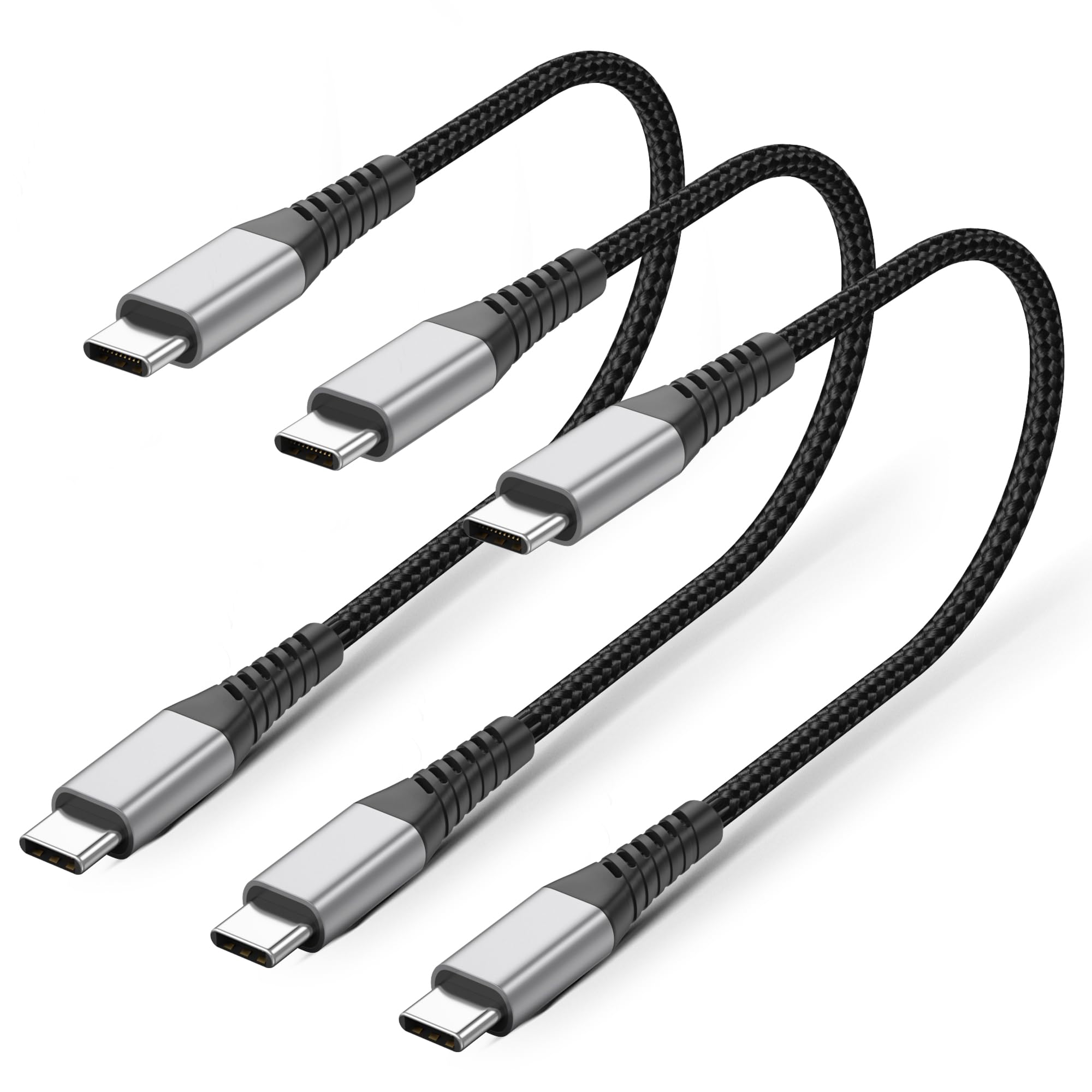 USB C auf USB C Kabel Kurz [3 Stück 30CM], 60W PD 3.0 3A/20V USBC auf USBC Kurz Schnellladekabel Nylon USB C Kabel Kurz Ladekabel für iPhone 16 15 Pro Max, Galaxy S24 S23 S22 S21, iPad, MacBook, Auto