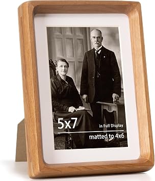 Dreamland 5x7 Picture Frame, USA-Sourced Cherry Wood Photo Frames with HD Tempered Glass, 5 x 7 Wooden Frame Matted to 4 x 6, 5x7 Frames Handcrafted Rounded Corner for Tabletop or Wall Display