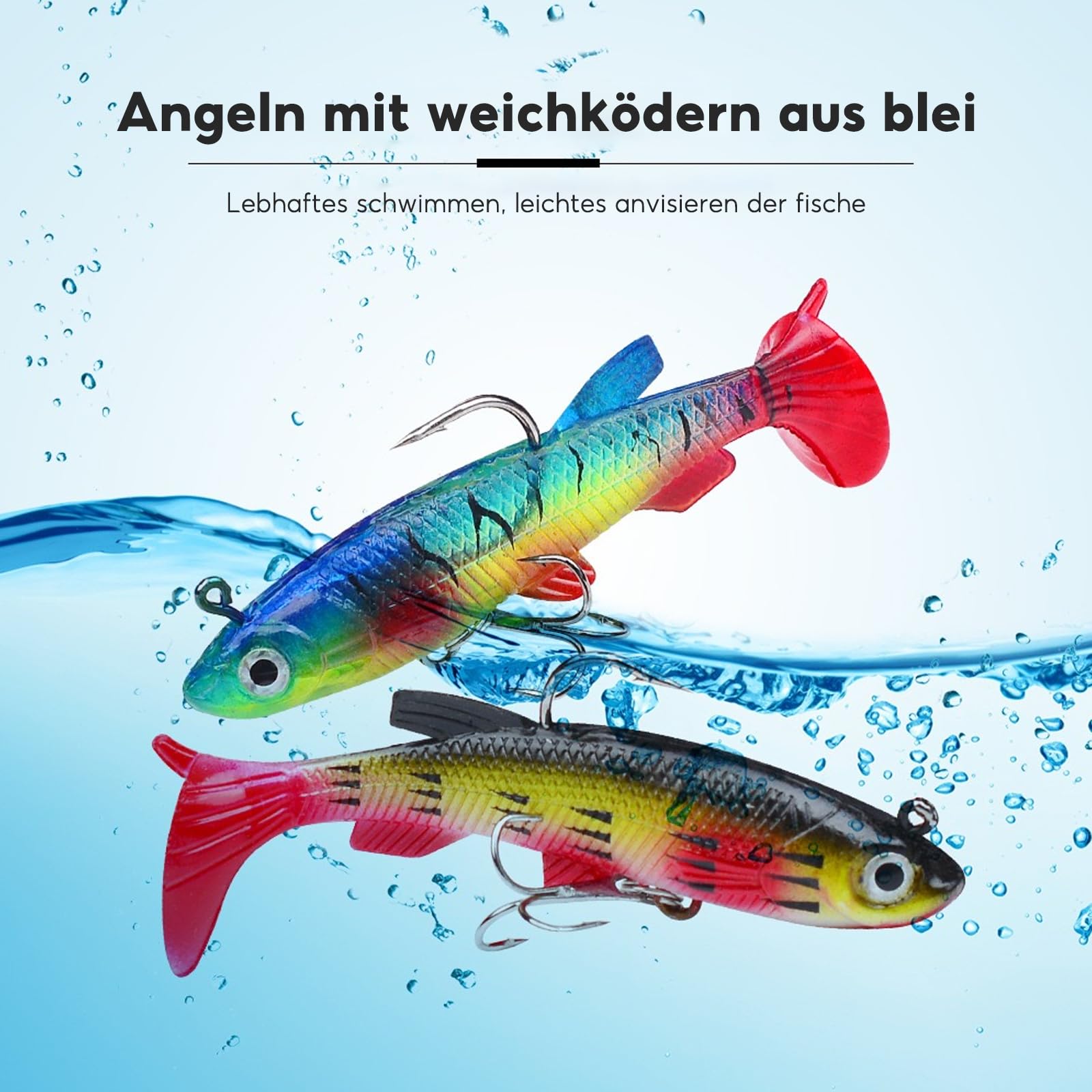 5 Gummifische Angelköder 11cm - Für Forelle, Zander, Barsch