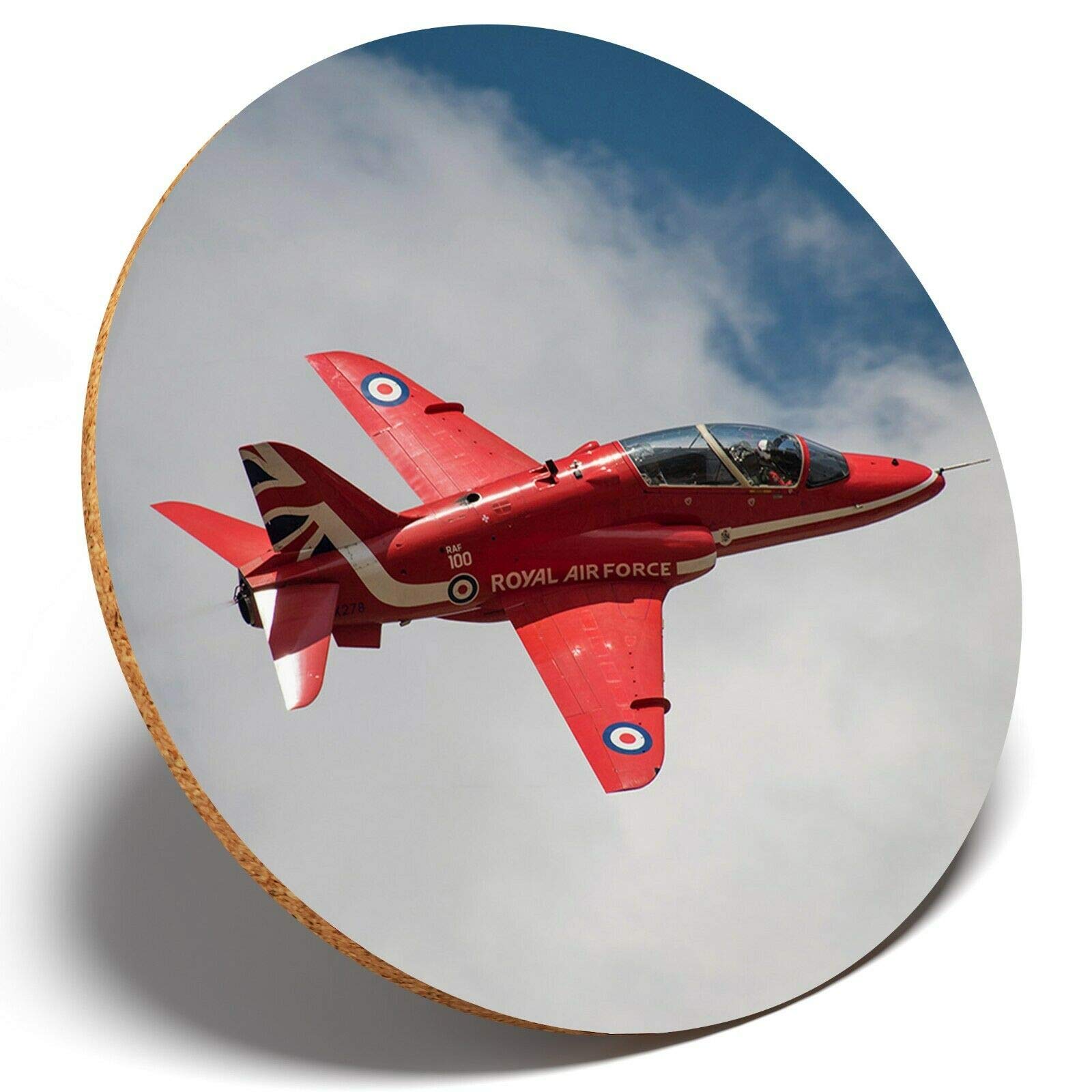 Destination Vinyl Coasters Multicolor 1 X Red Arrows Aeroplane Jet Raf - Round Coaster Kitchen Student Kids #14551