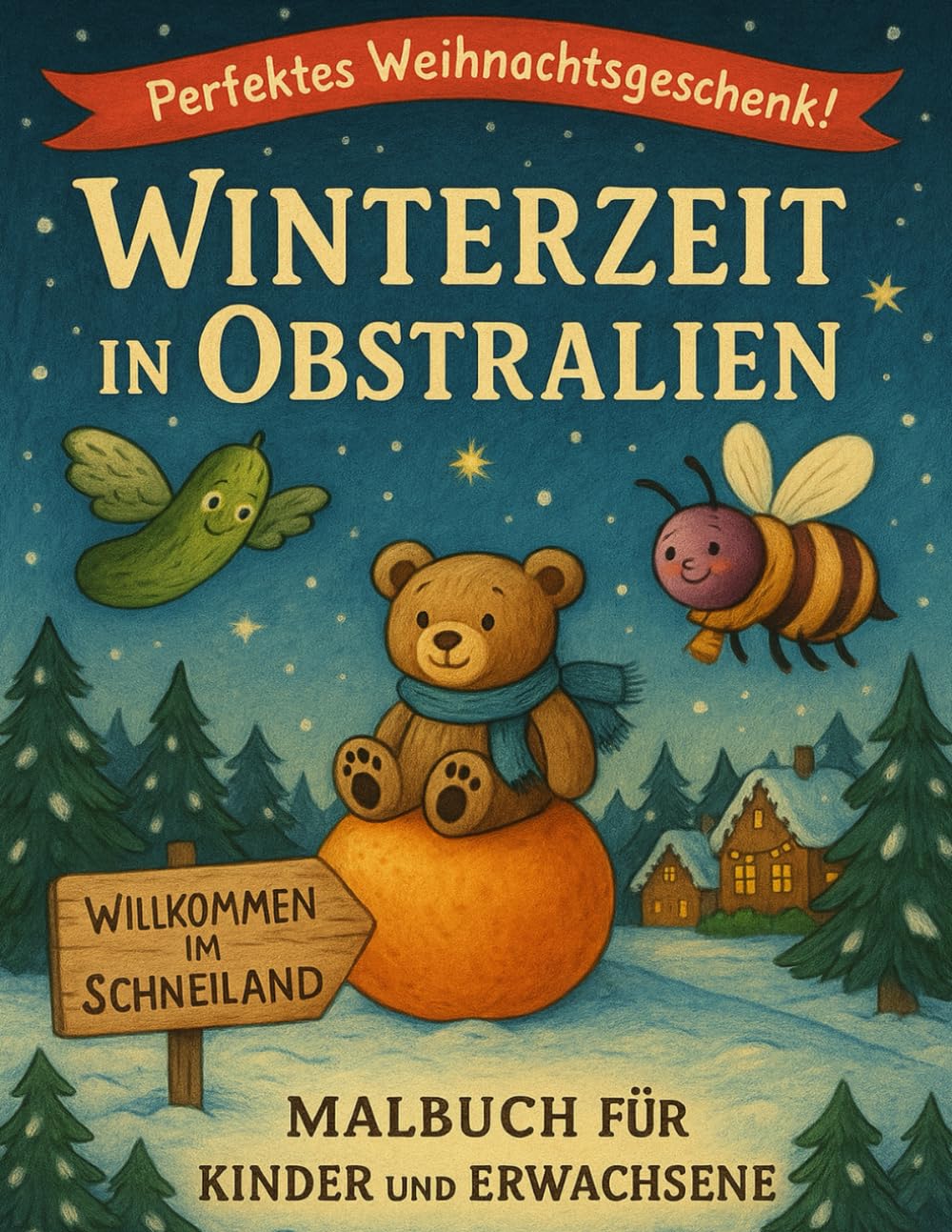 Winterzeit in Obstralien – Ausmalen, Backen, Träumen: Ein Mal- und Vorlesebuch für Kinder ab 3 Jahren – mit Rezepten, Bastelspaß & Humor für Groß & Klein