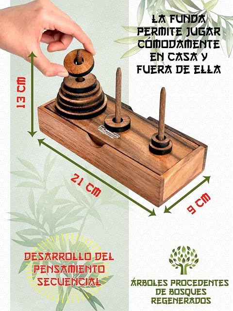 Foto 3 de 5 de Logica Juegos Art. Torre de Hanoi 9 Discos - Rompecabezas de Madera Preciosa - Distintos Niveles de Dificultad