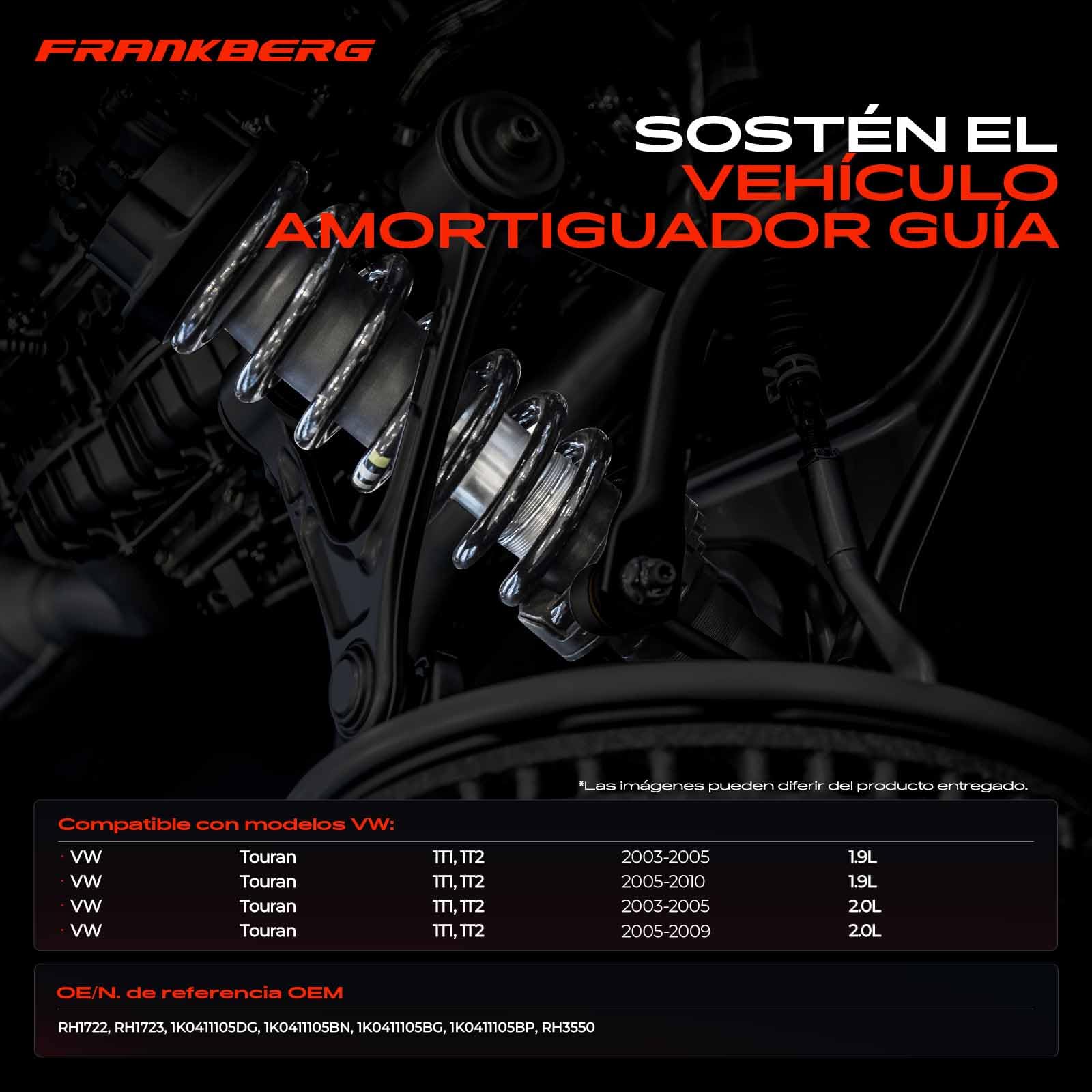 Frankberg 2x Muelles de chasis Muelles de suspensión Compatible con T.o.u.r.a.n 1T1 1T2 1.9 TDI 2.0 EcoFuel 2.0 FSI 2003-2010 Replace# 1K0411105BN,1K0411105BP