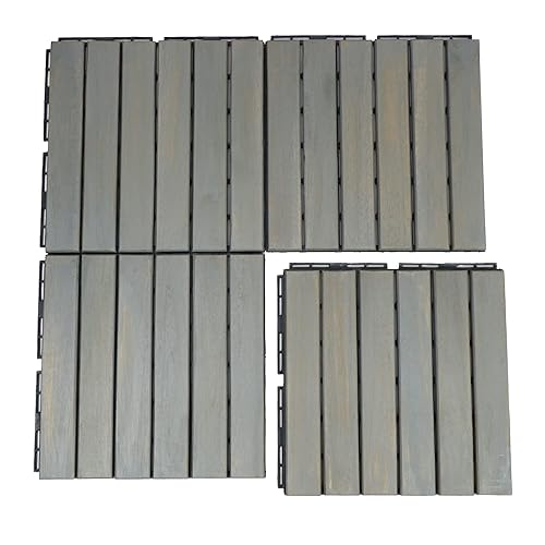 DKLGG Paquete de 10 azulejos para patio, 12 x 12 pulgadas, impermeables, para todo tipo de clima, suelos de madera maciza para exteriores, azulejos