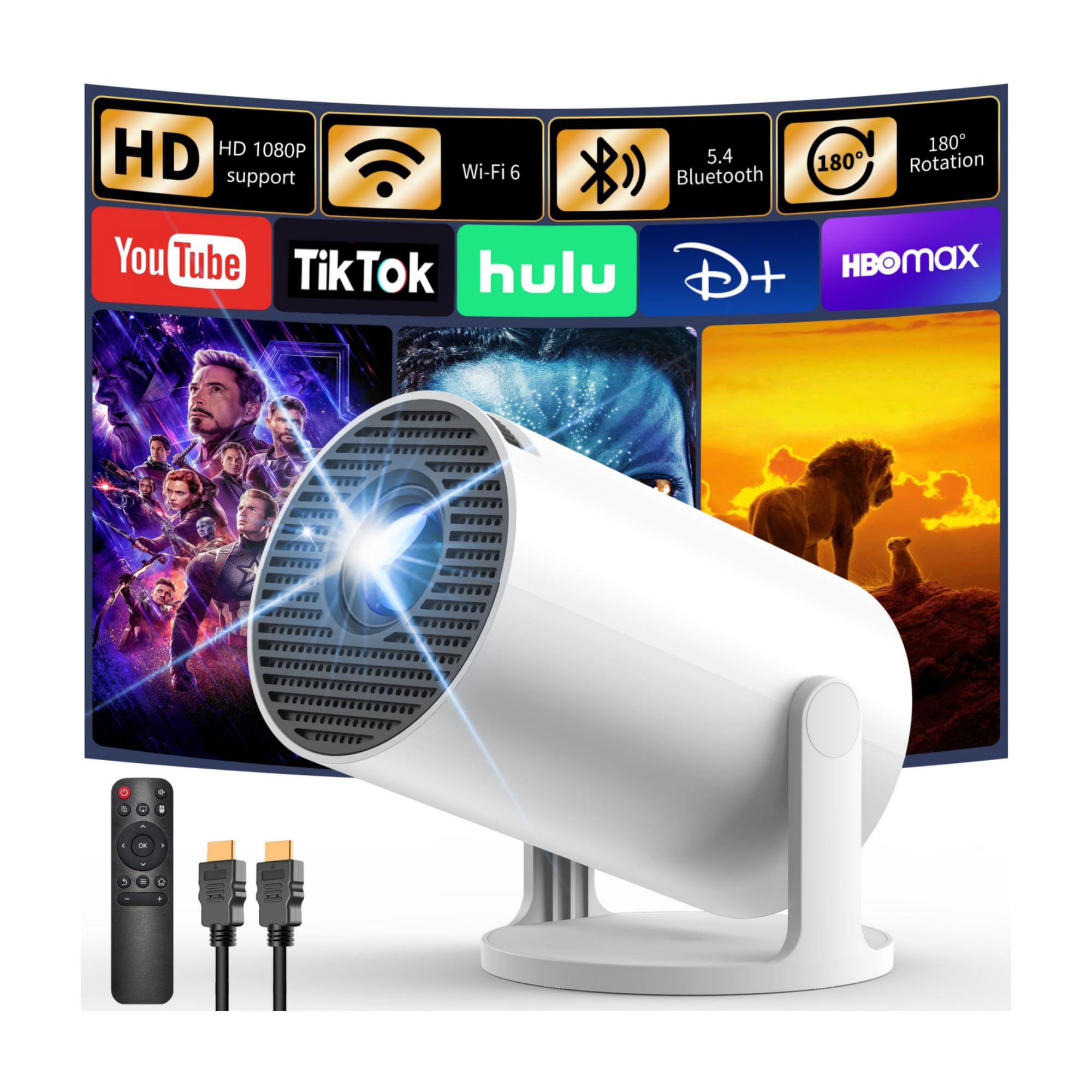 [Built-in Apps & 2026 Upgraded] Yoton Mini Projector for Bedroom with WiFi and Bluetooth