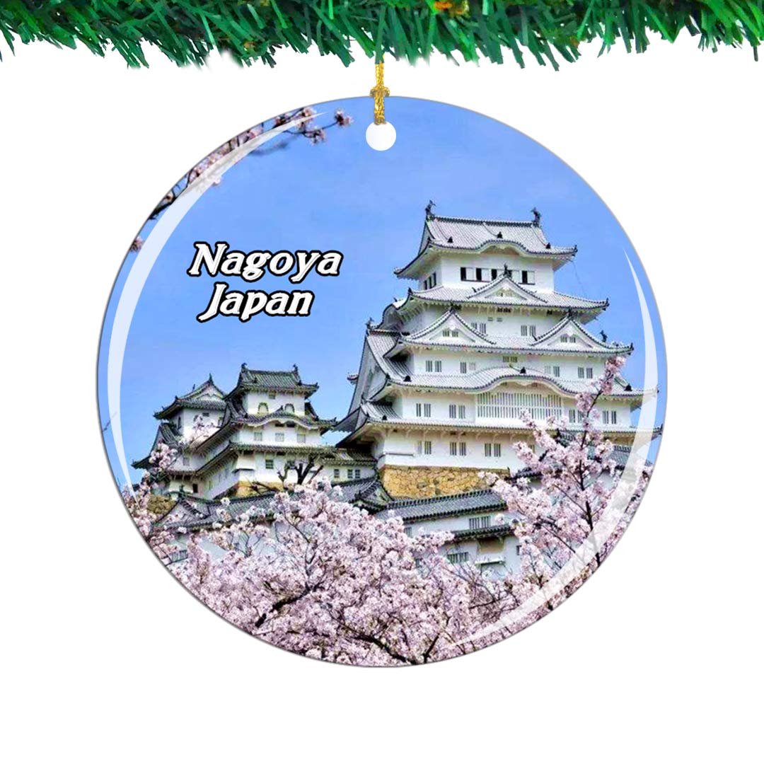 Weekino Japan Nagoya Castle Christmas Ornament City Travel Souvenir Collection Double Sided Porcelain 2.85 Inch Hanging Tree Decoration