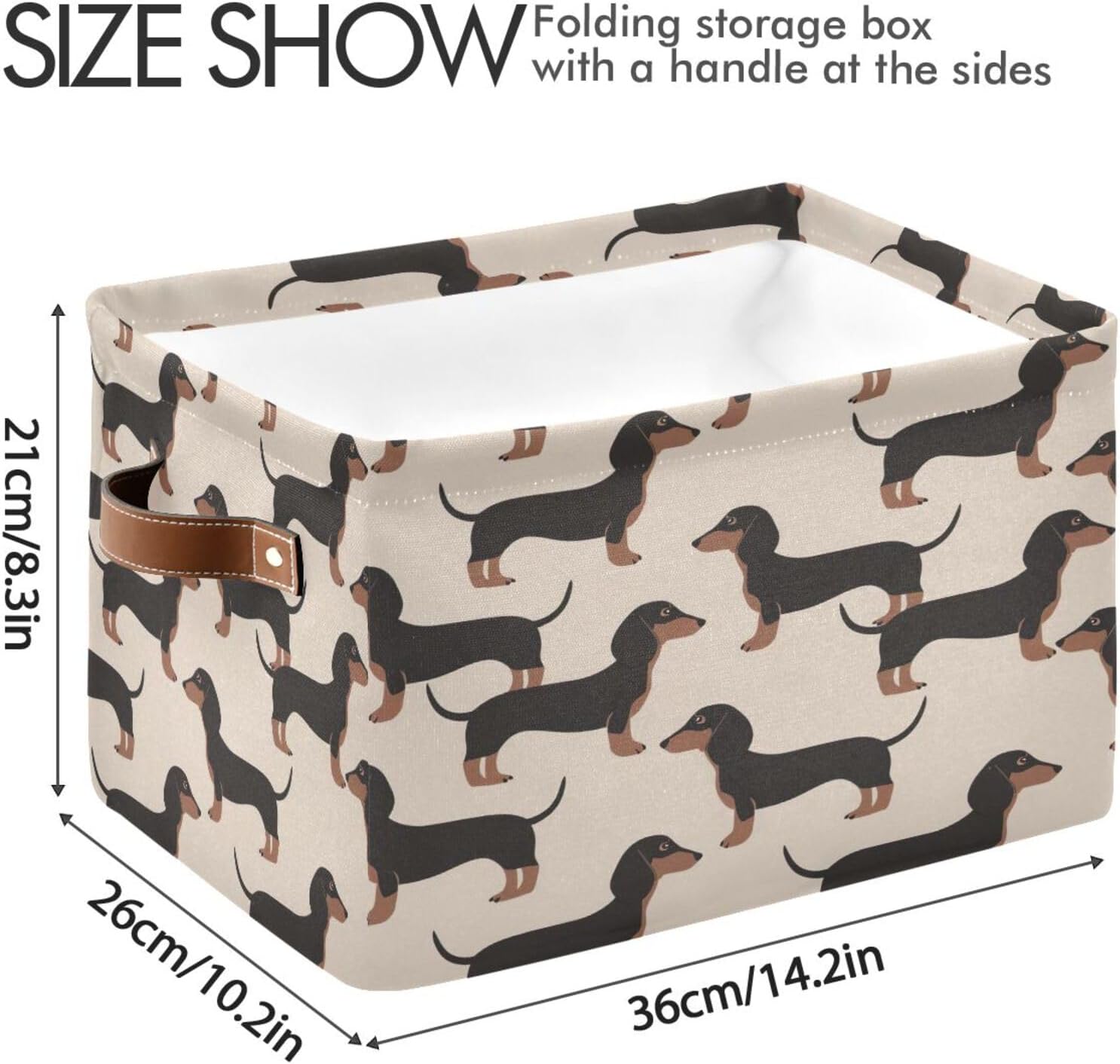 YETTASBIN Dachshund Dog Storage Basket 2PCS, Large Collapsible Toys Clothes Organizer, Long-Lasting Canvas Open Storage Bin with Handle for Shelves Closet Laundry Home Office Decor