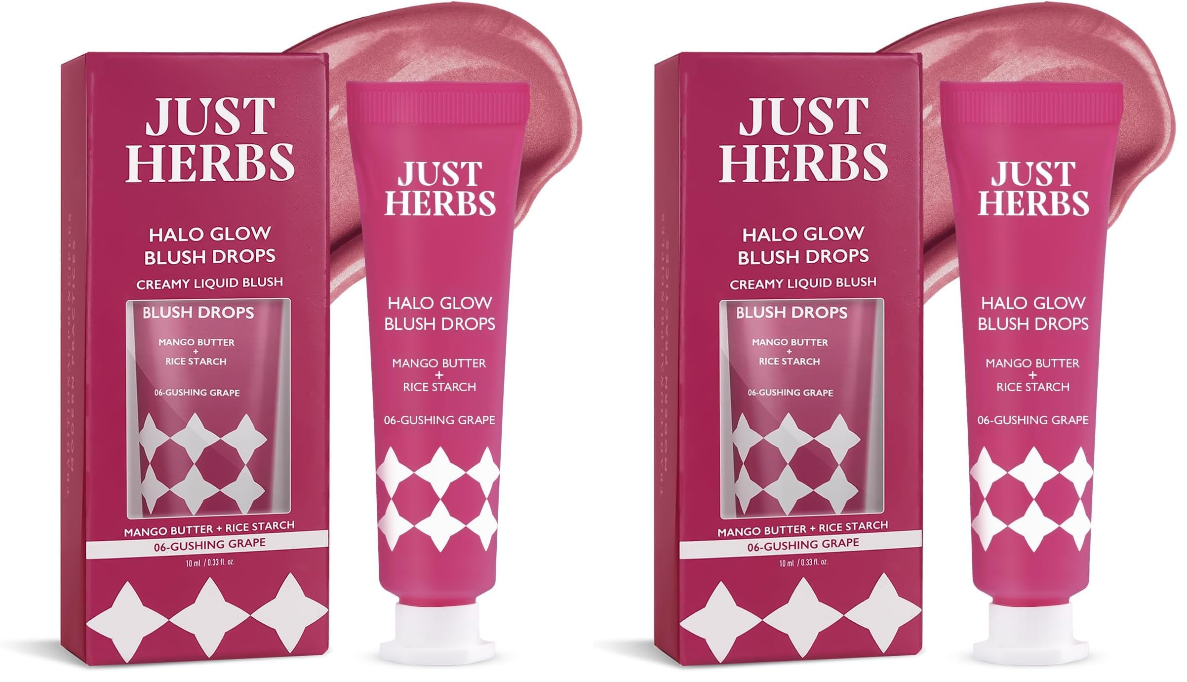 Just herbs Halo Glow Drop Blush Mango Butter + Rice Starch, Weightless Creamy Liquid Blush 10 ml (Gushing Grape) (Pack of 2)-image-21