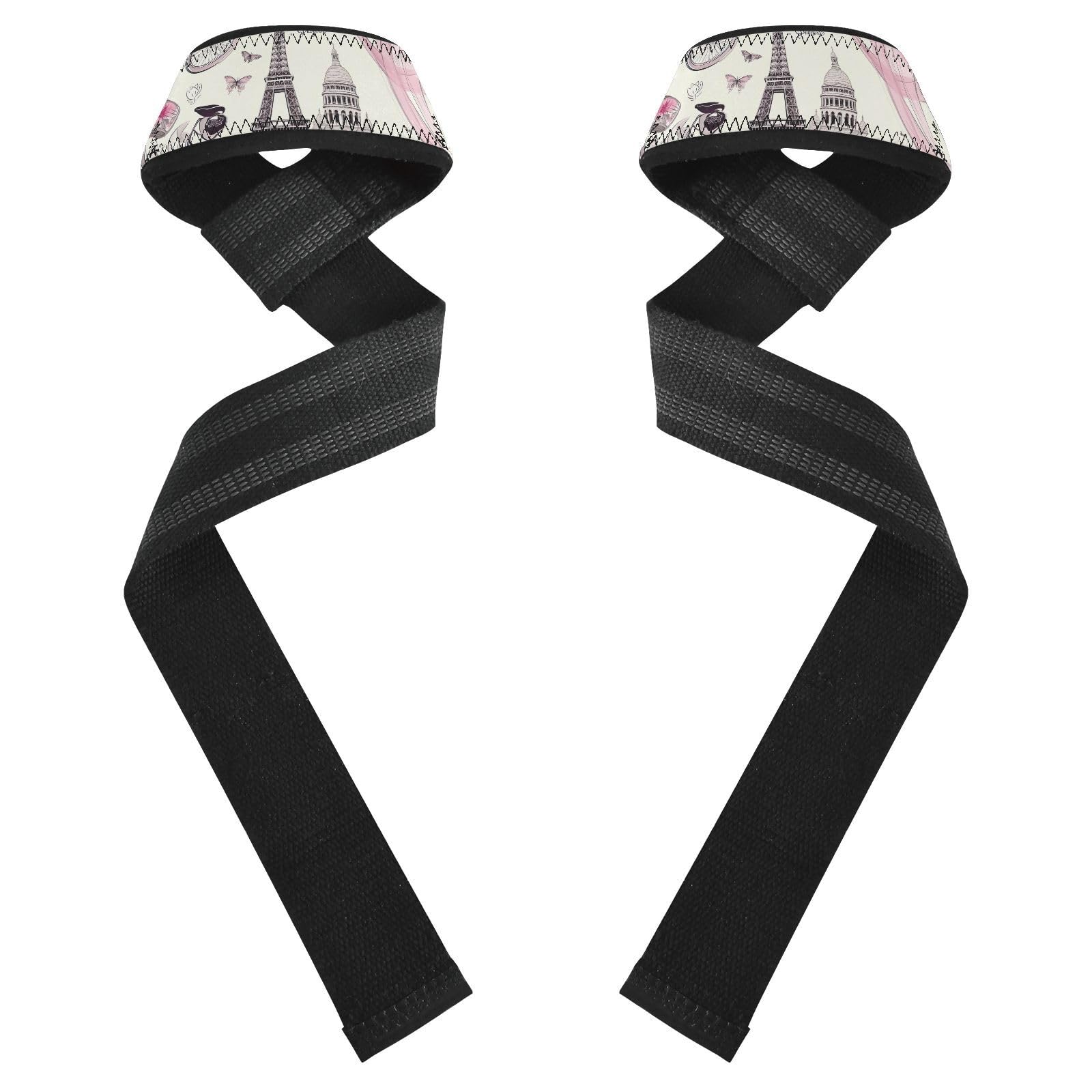 Nander The Beautiful Tower Of Paris Wrist Straps for Weightlifting,Lifting Straps with Neoprene Cushioned Wrist Padded and Anti-Skid Silicone for Strength Training,Bodybuilding,Deadlifting