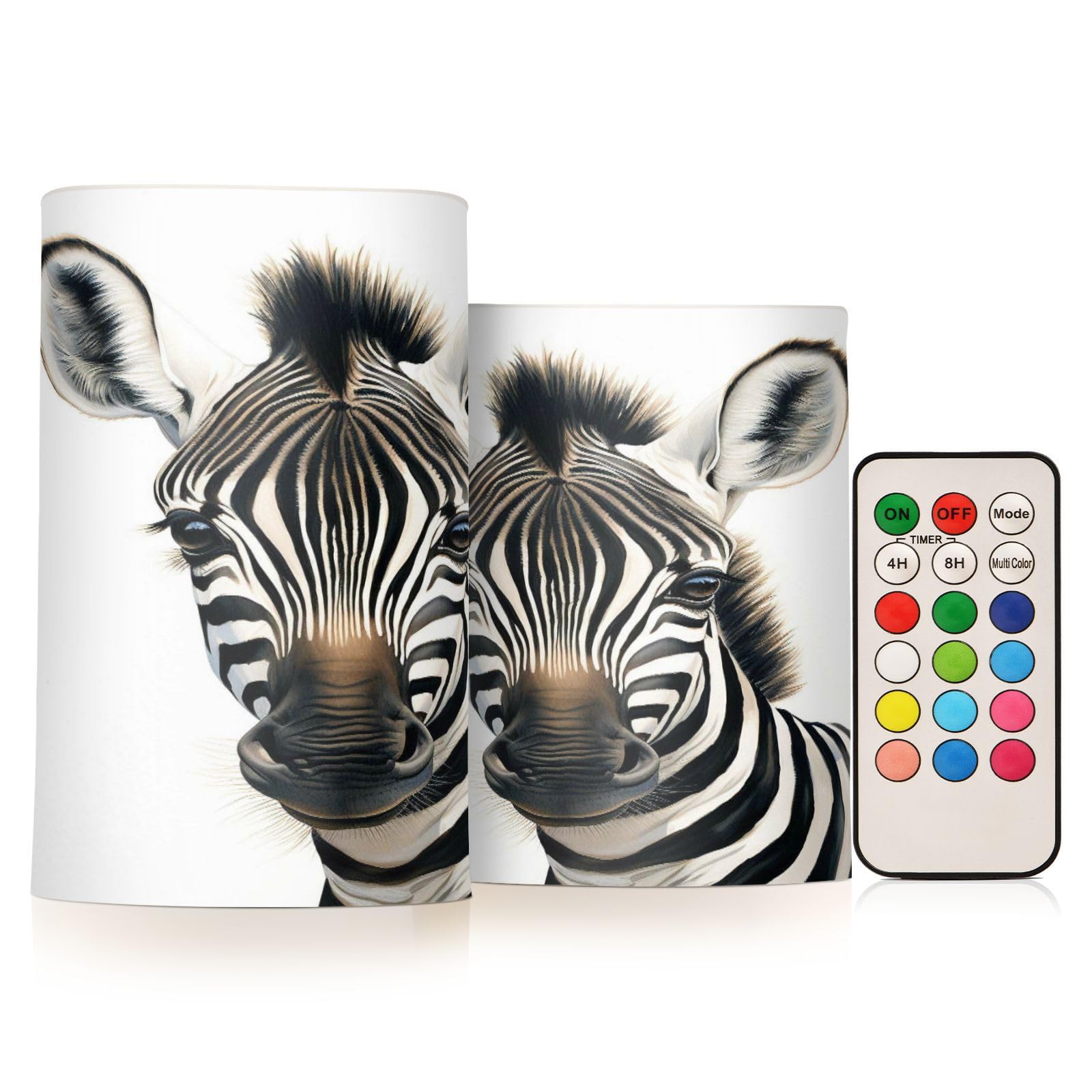 ALAZA Zebra2 Flickering Flameless Candles Battery Operated with Remote Timer,Tea Light Candles LED Pillar Votive Candles Set of 2 for Outdoor Indoor Decorations