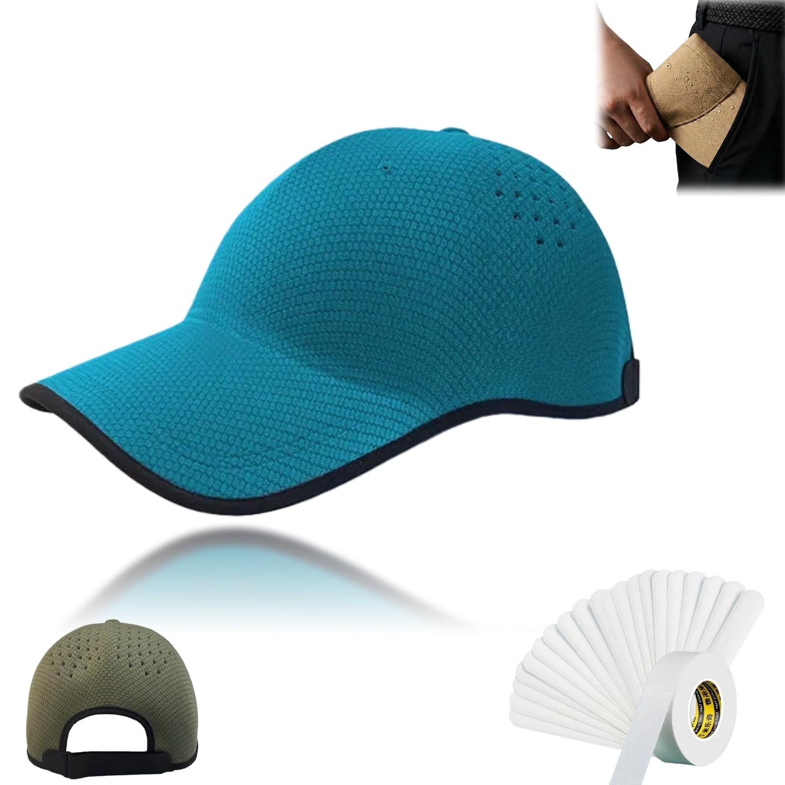 Cemssitu Seamless Packable Lightweight Sports Baseball Cap-Portable Breathable、Washable Soft Quick-Dry Hat for Hiking&Golf (Blue)