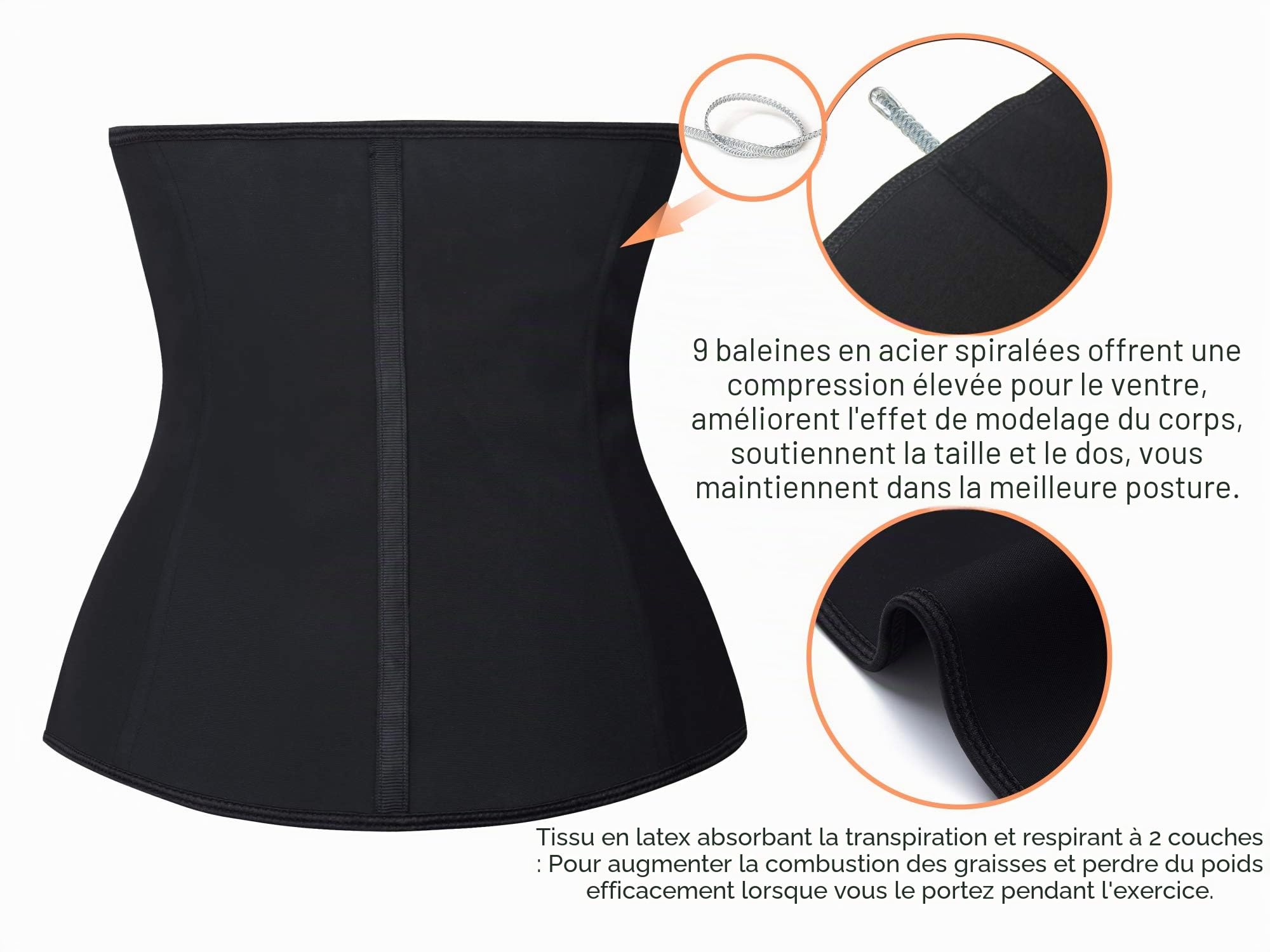YIANNA Gaine Ventre Plat Femme Corset Minceur Ceinture Amincissante Serre Taille Waist Trainer Body Sculptant