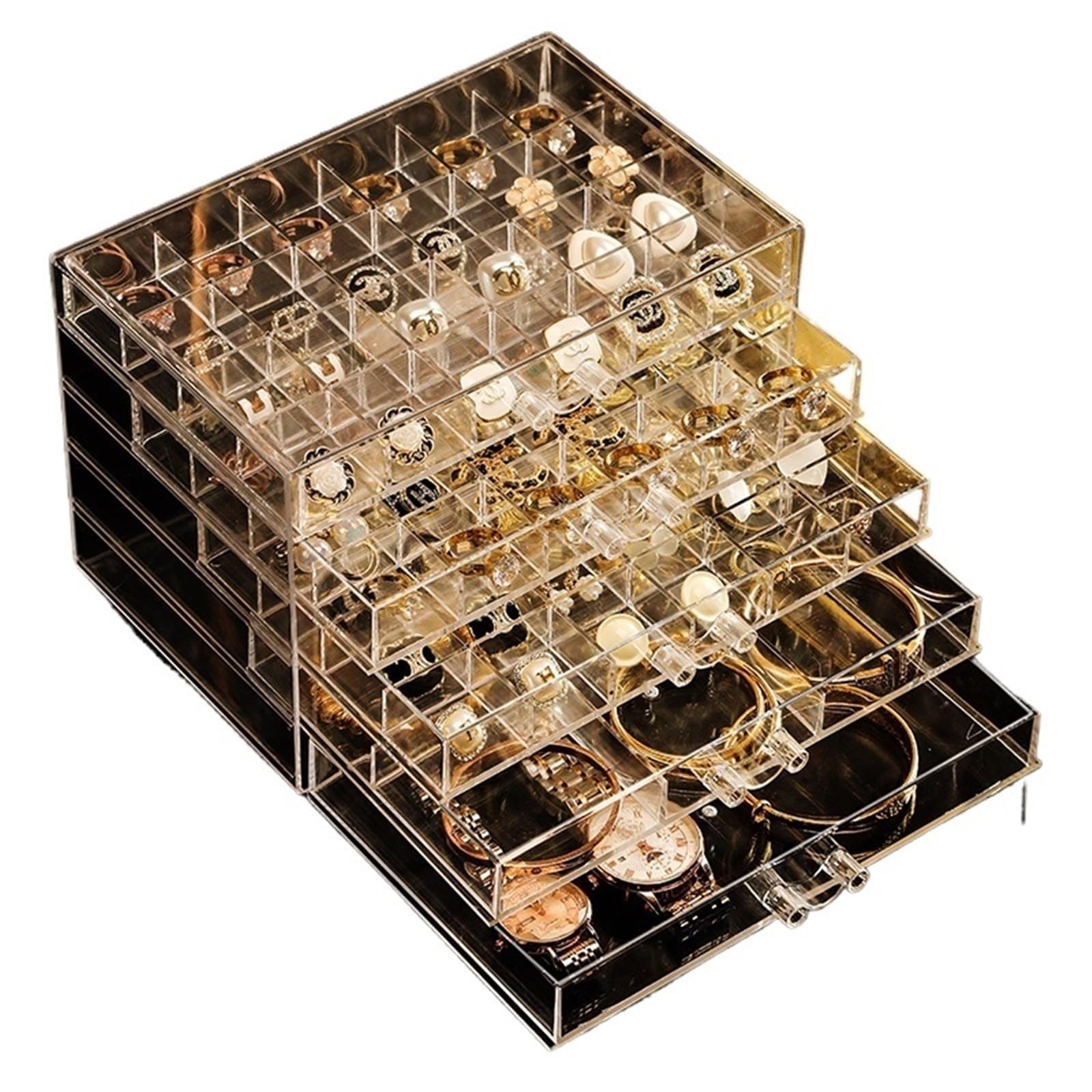 YUSUZH Earring Storage Box Large Capacity Multi-layer Jewelry Transparent for Rings, Earrings