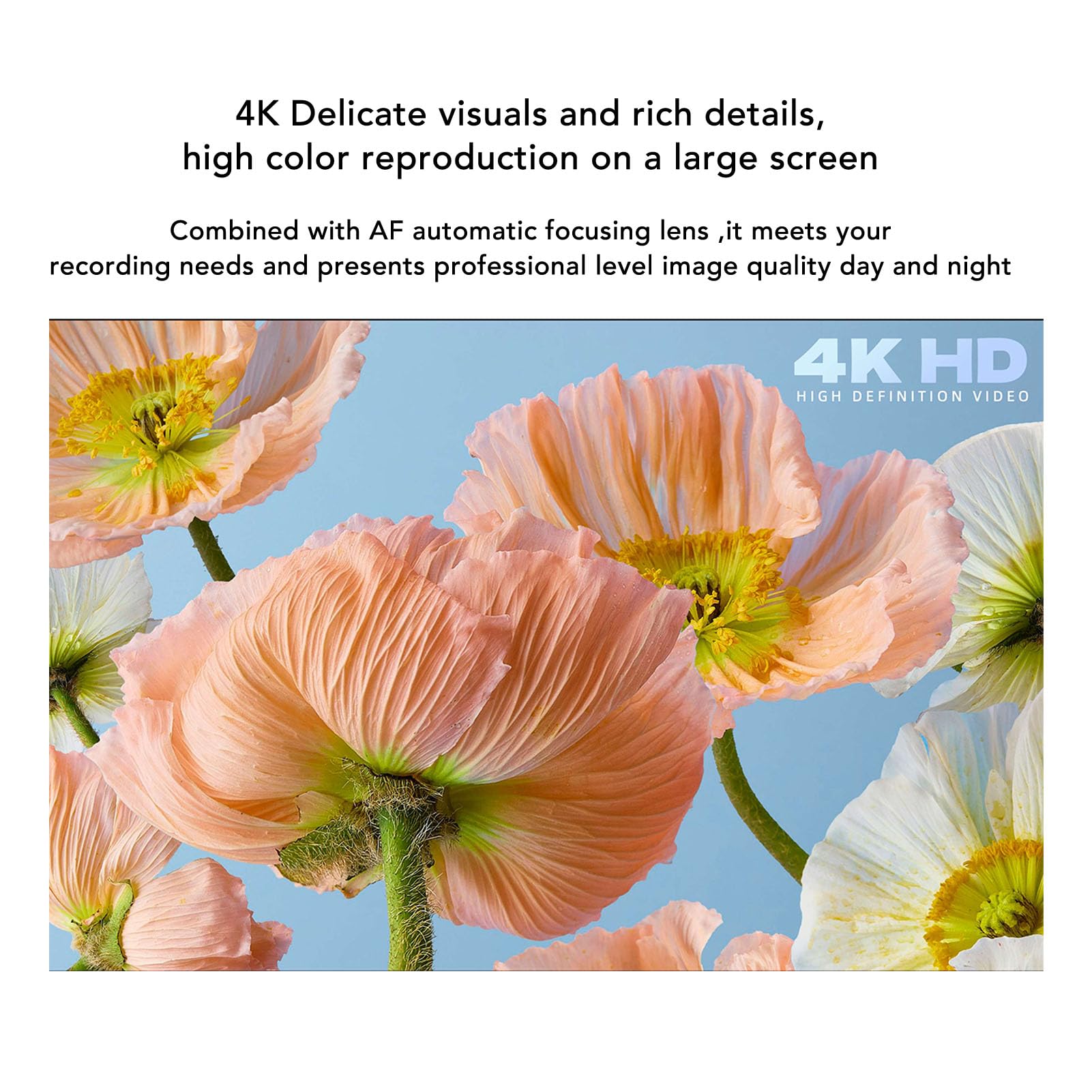 4K HD Digital Camera, 28X Zoom Video Recorder Auto Focus with 3 Inch Rotation Screen, Portable Selfie Vlog Camera Camcorder with LED Light for Travel