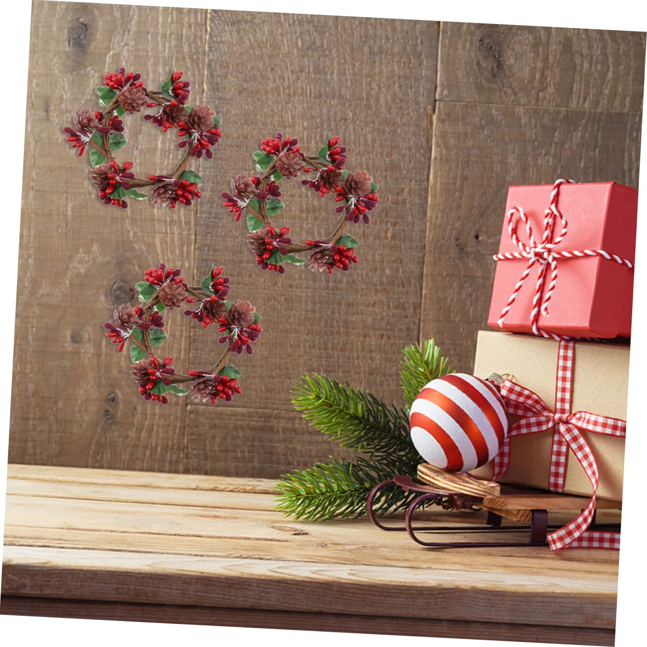 TOPBATHY 10 STK Kranz Weihnachtsgirlande Kerze Beerenkränze Tischdekorationen Weihnachtskerzenkränze Ringe Stumpenkerze Weihnachtskerzenständer Weihnachtskerzenhalter Kerzenringe Stoff
