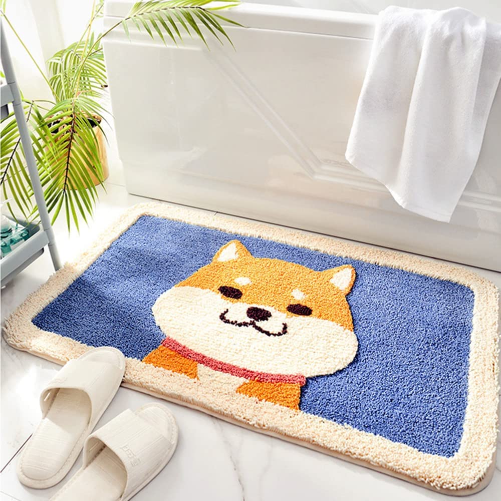 Felowaigam Bath Mat Cute Shaggy Bathroom Rug Soft Absorbent Non Slip Durable Plush Rug Machine Wash Ideal for