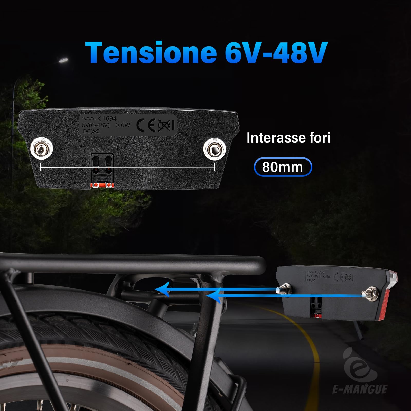 Luci LED per biciclette, taillidiritti approvati per la bici StVZO, taillidiritti per il rilevamento dei freni, taillidiritti per la sicurezza della bicicletta notturna