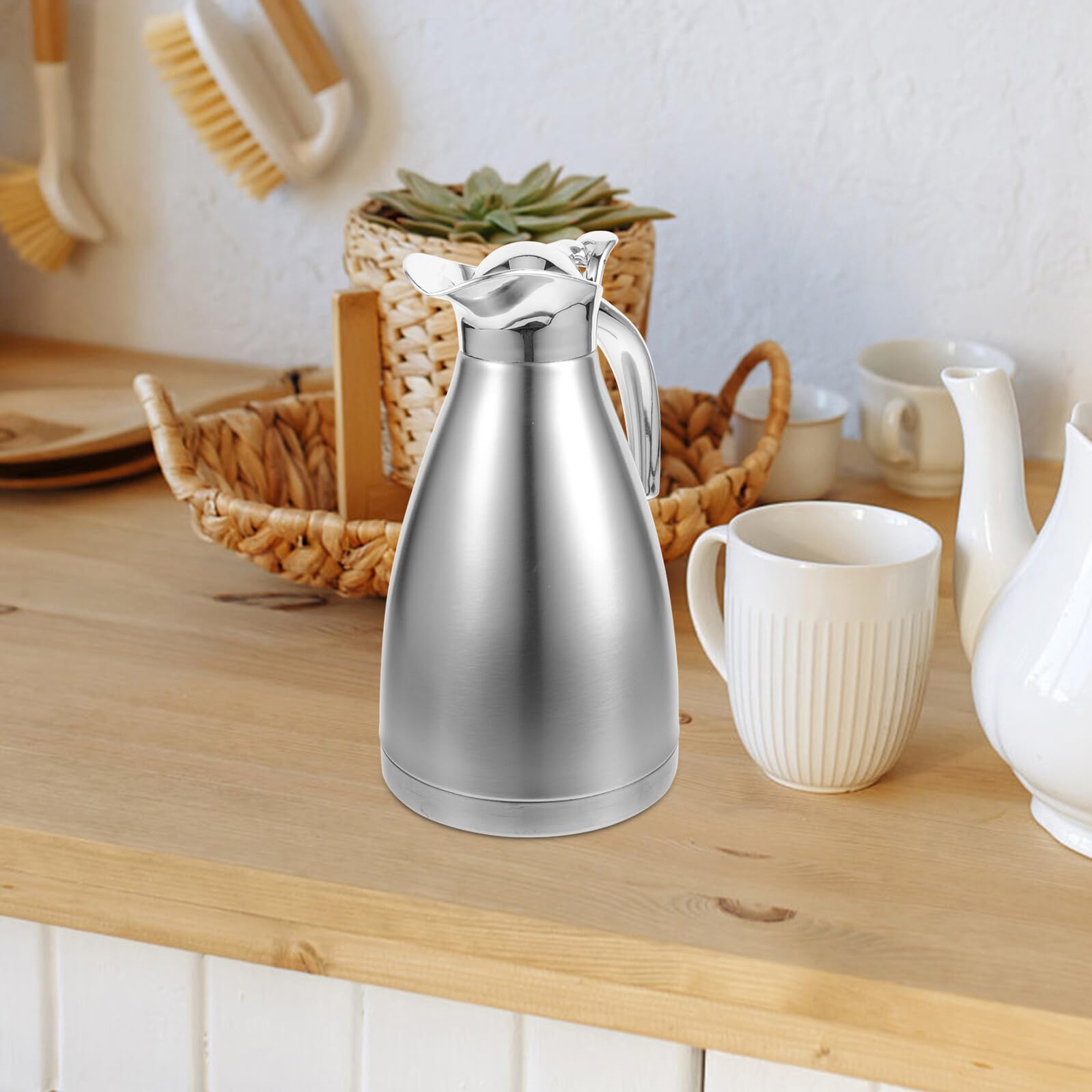 Bouteille Isotherme en Acier Inoxydable 201, Capacité 1,5 L, Simple Paroi, Couleur Argentée, pour Eau Froide, Maison, Bureau et Voyage, Pot sous Vide Anti-fuite, Bouilloire