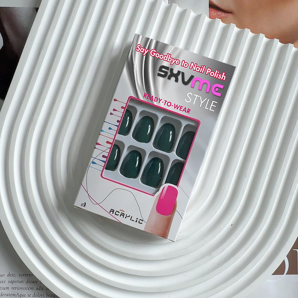 SXVME Dark Green False Nails Short Oval, Simple Acrylic Press on Nails Short, Green Fake Nails Short - Image 2