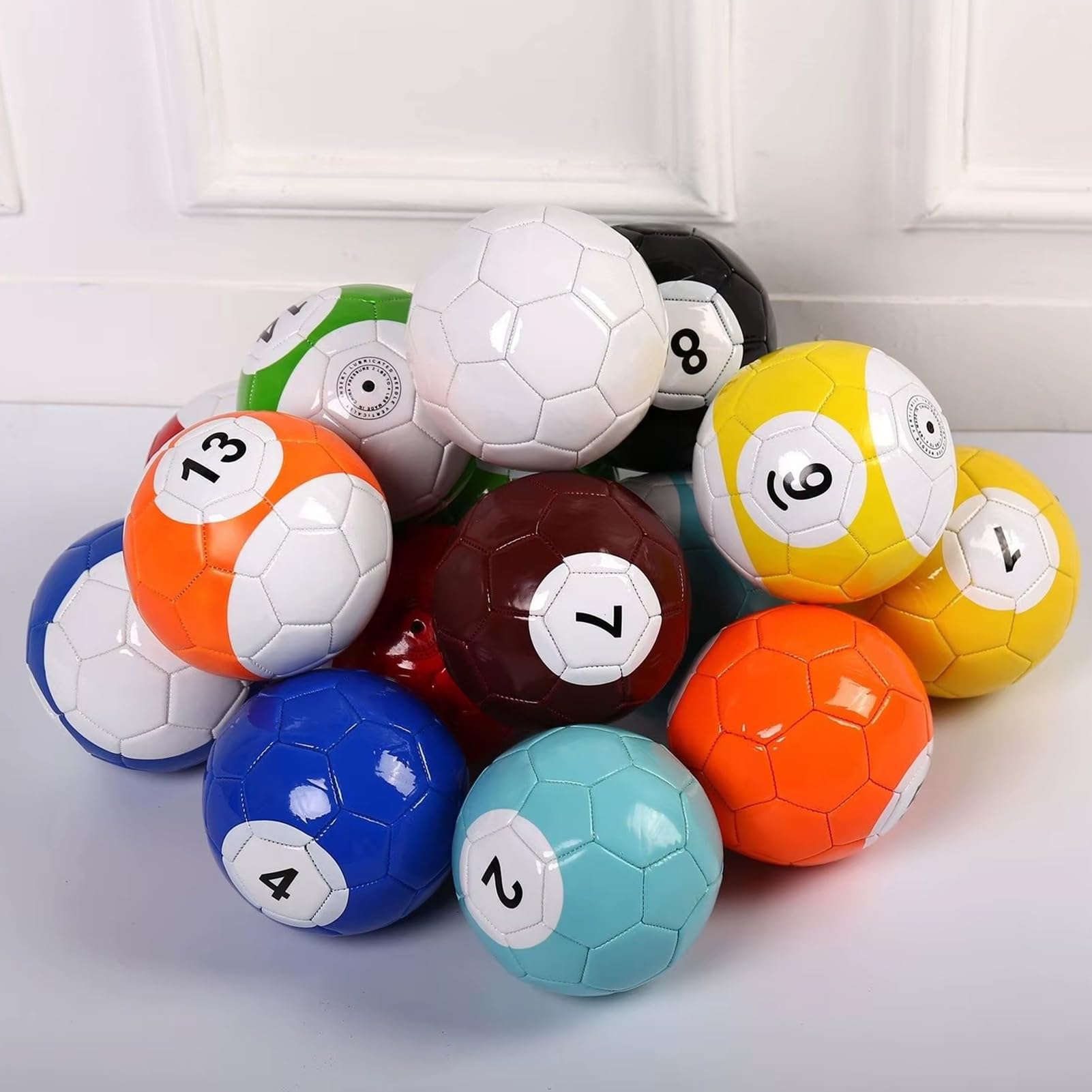 16 Teiliges aufblasbares Billard-Fußball Spiel, Leder Pool-Kick Billard Set, aufblasbare Snookerbälle für Tischspiele, Erwachsenen Sport-Freizeitspiel für Garten/Innenräume & Outdoor