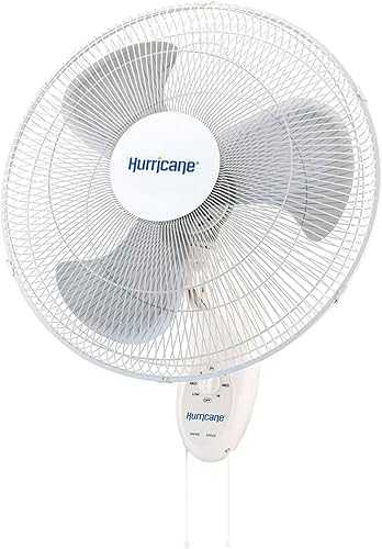 Miniatura 2 de Hurricane Supreme Ventilador oscilante de 18 pulgadas y 90 grados para interiores montado en la pared de 3 velocidades con control de cadena de