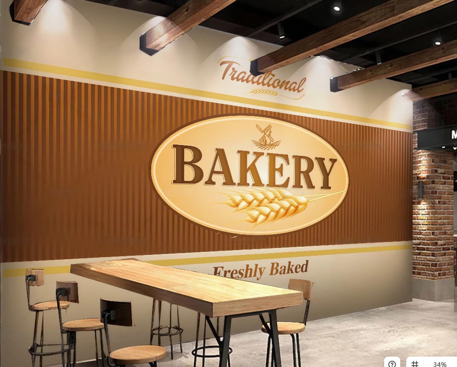 XDOUBAO Wallpaper Hand-Painted Delicious Bread Western Pastry Theme Dessert Shop Afternoon Tea Western Restaurant Background Wall Wallpaper Coffee Shop Mural,3D,300x210cm
