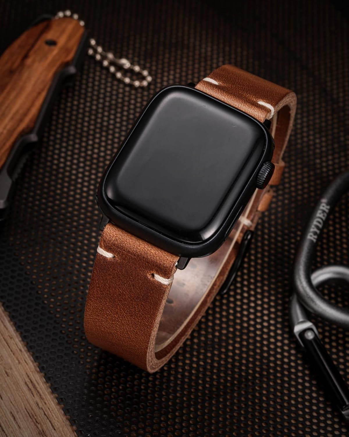 Compatible With Apple Watch Band, Horween Leather Watch Strap For iWatch38/40/41/42/44/45/49/46mm,Vintage Replacement Band For Series10/9/8/7/6/5/4/3/2/1/SE/SE2/Ultra1/2 Men Women