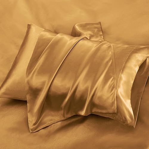 Miniatura 25 de P Pothuiny Sábanas de satén King (6 piezas, negro) – Juego de sábanas de satén sedoso de lujo tamaño King, juego de sábanas extra suaves, 1 sábana