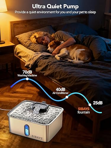 Miniatura 5 de SIBAYS Fuente de agua para perros de 4 galones15 litros para perros grandes, fuente de agua grande de acero inoxidable, dispensador automático ultra
